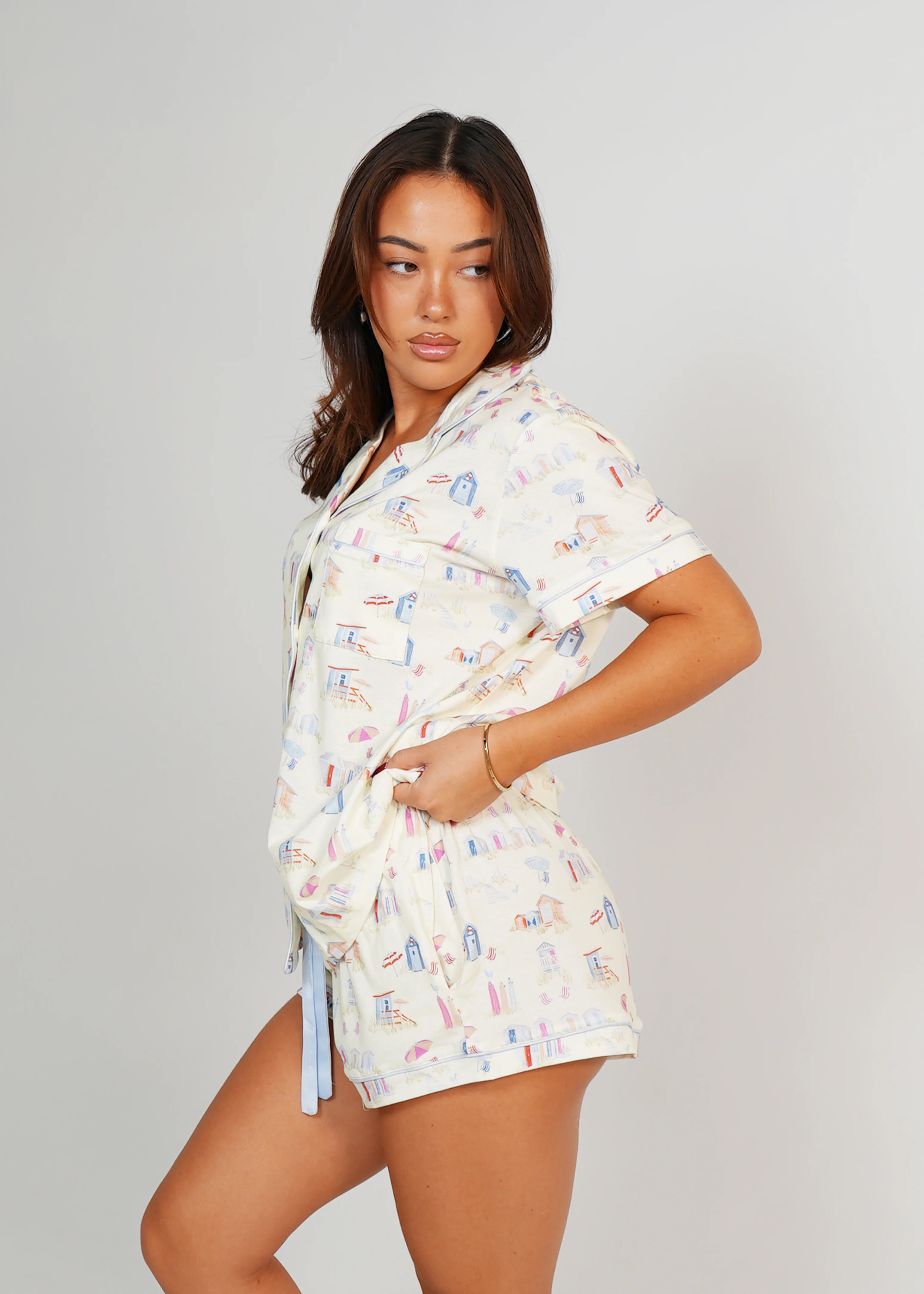 Beach Huts Jersey Knit Cotton Short PJ Set - Image 3