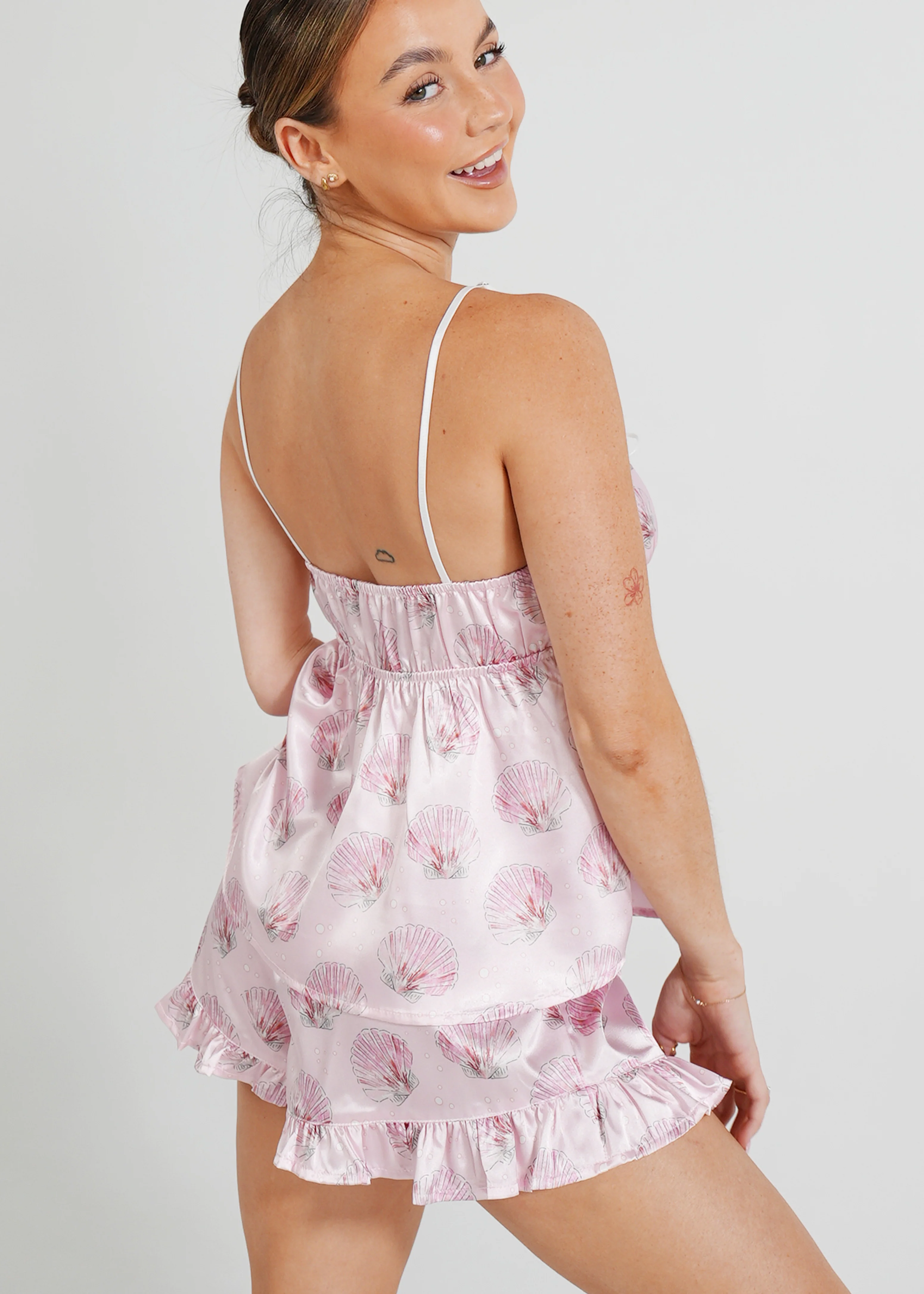 Blush Clamshell Satin Short Camisole PJ Set - Image 5