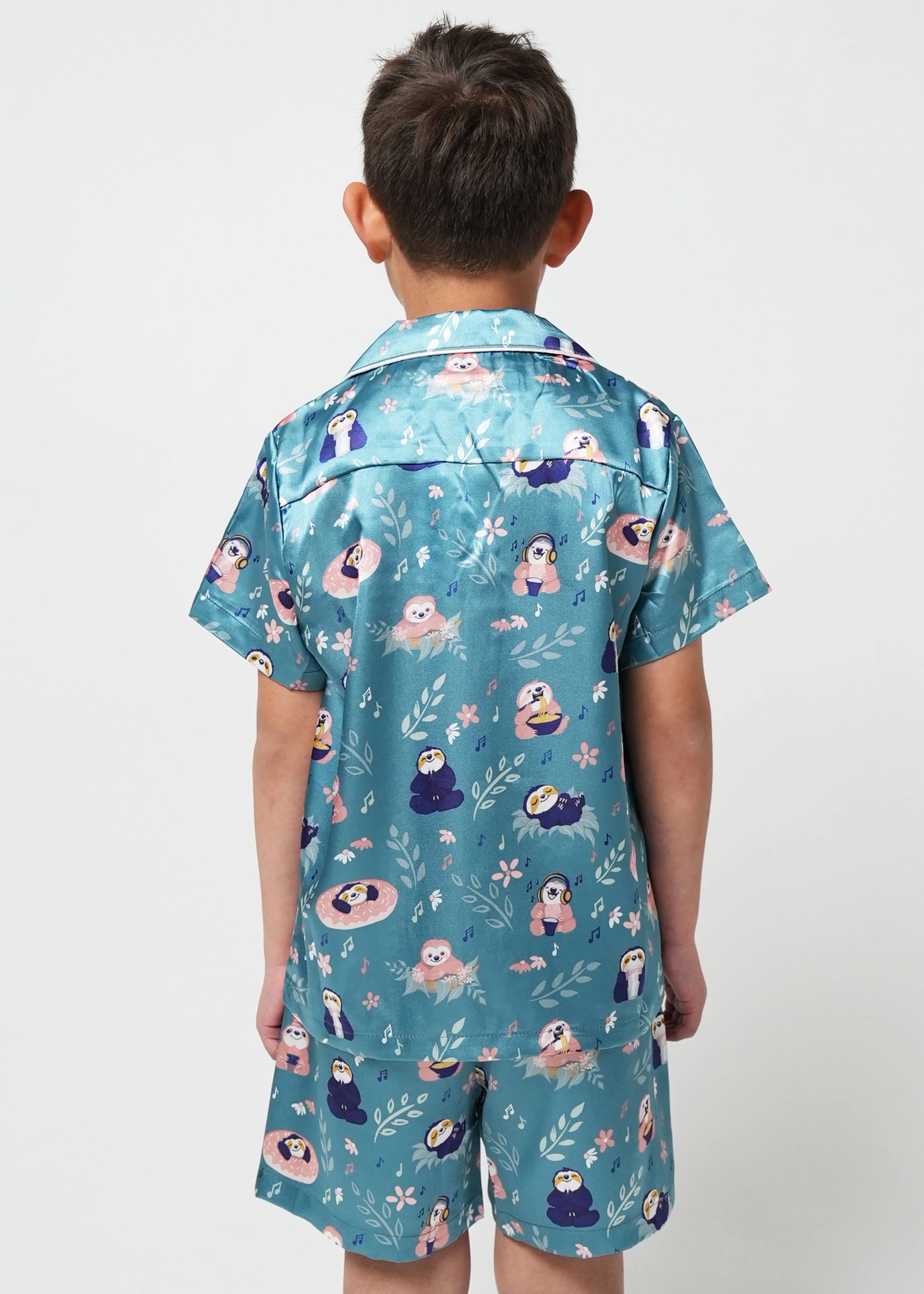 Boys Slothee Satin Short Pajama Set - Image 3