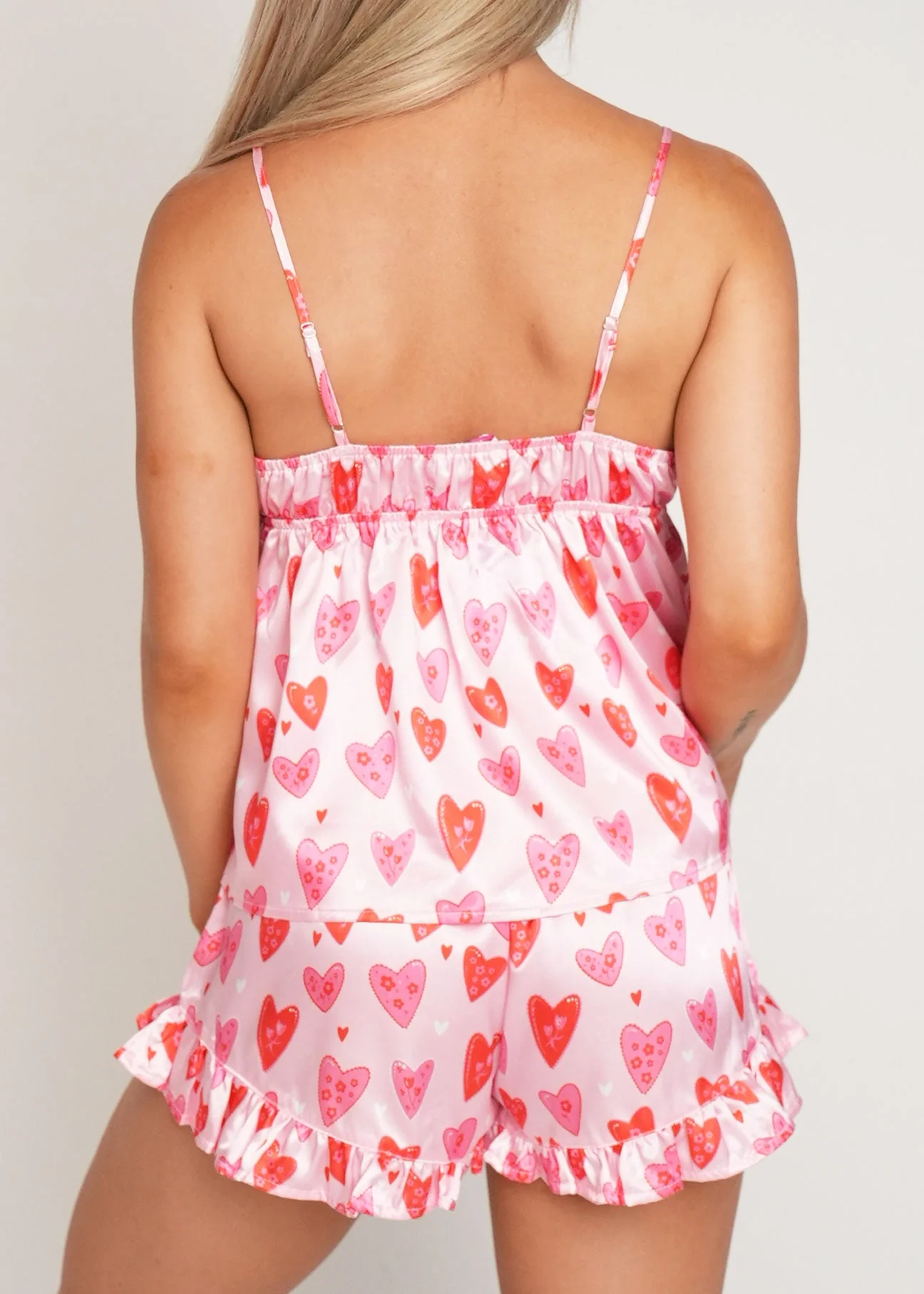 Candy Hearts Satin Camisole Short Pajama Set - Image 6