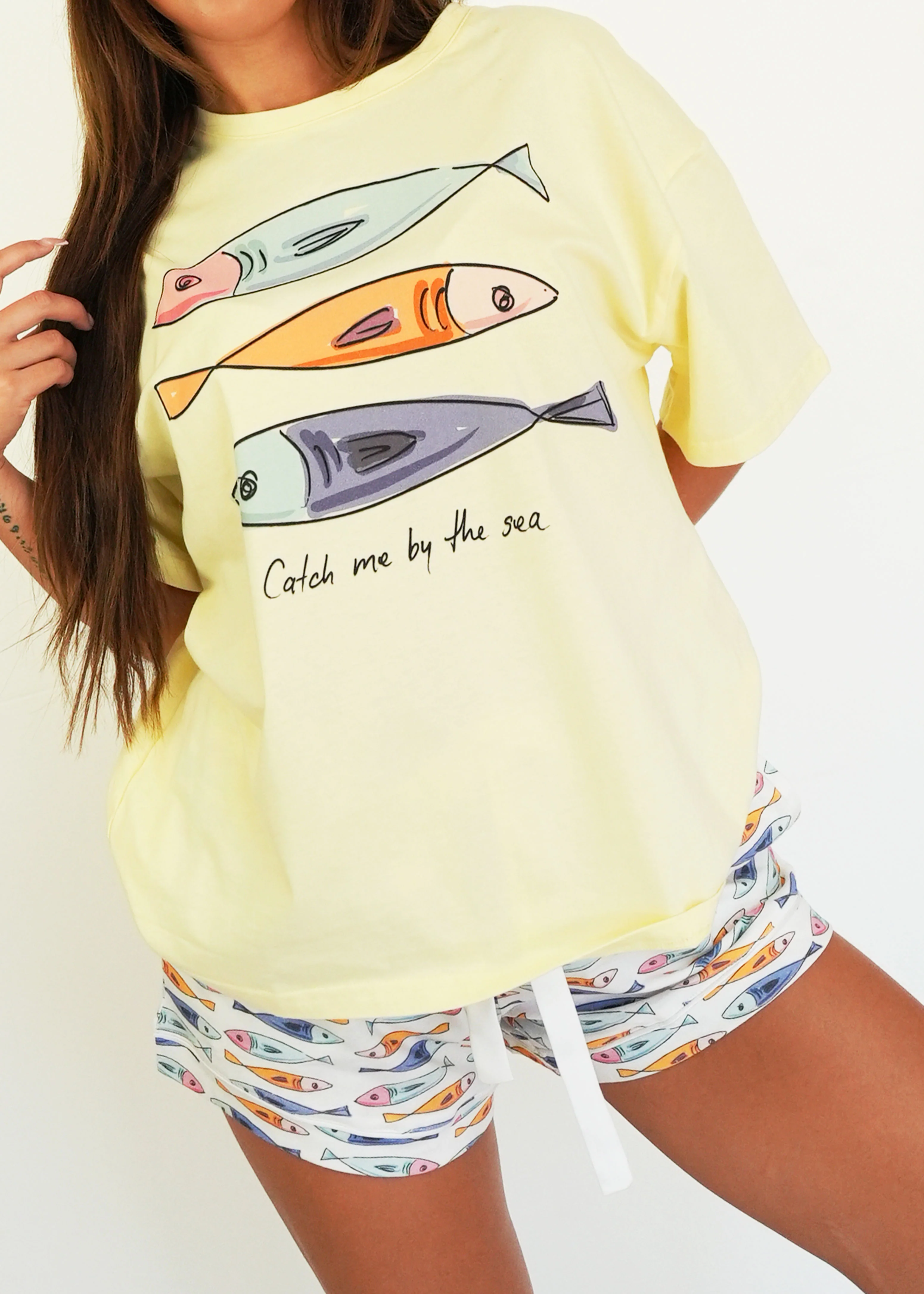 Catch Me By The Sea T-Shirt & Shorts PJ Set - Image 2