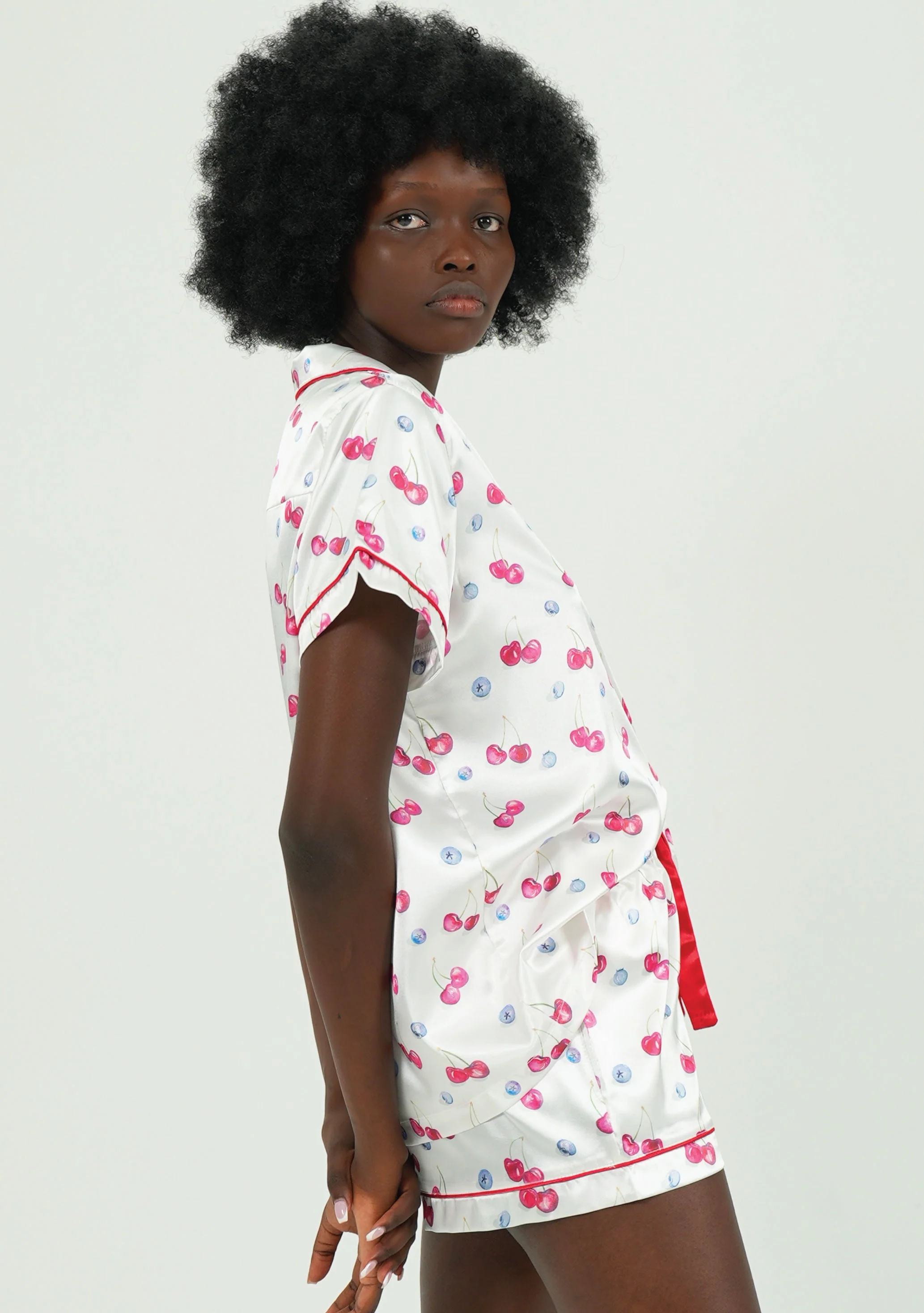 Cherries and Berries Satin Short Pajama Set - Image 5