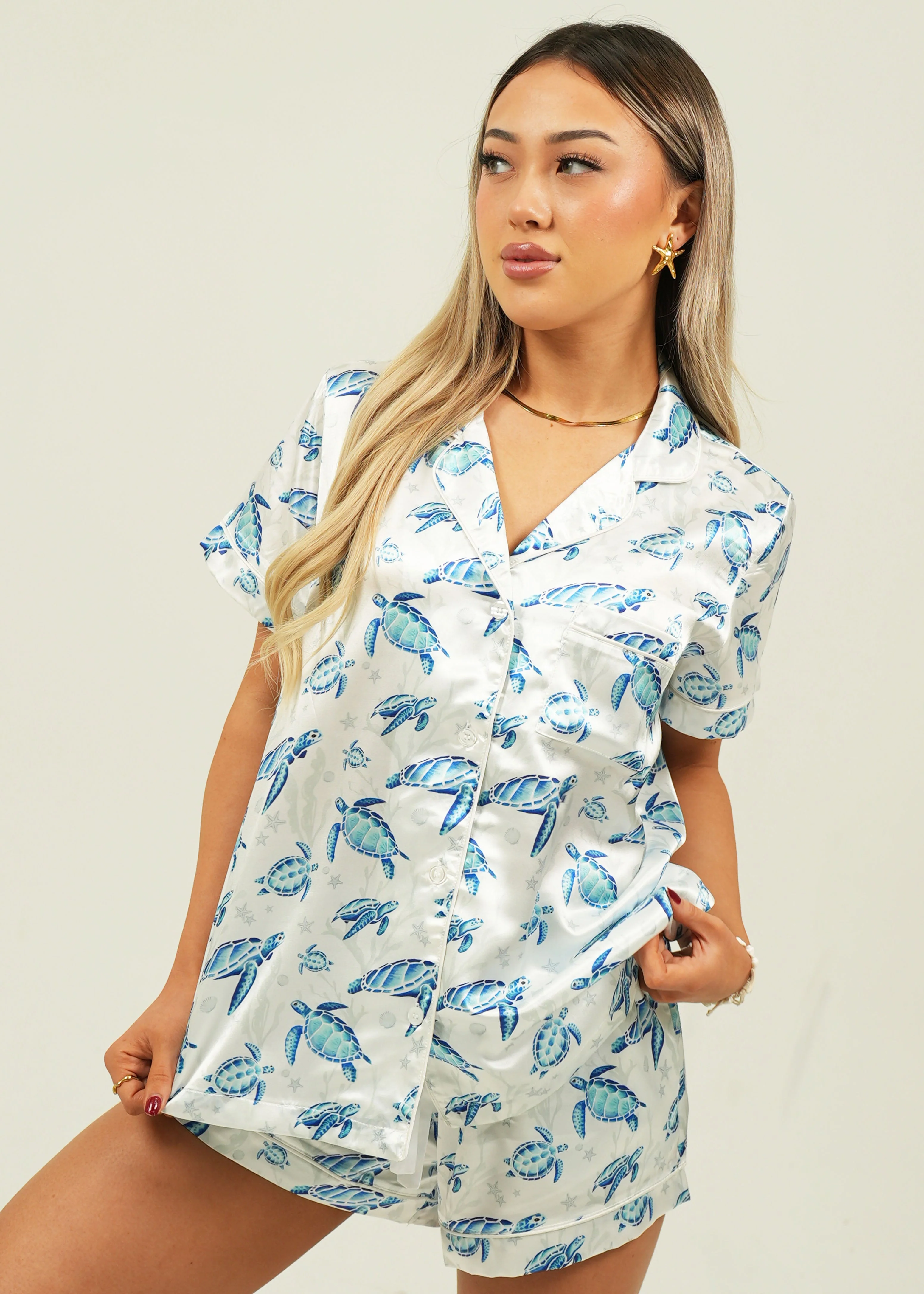 Find the Current White Satin Short Pajama Set - Image 8