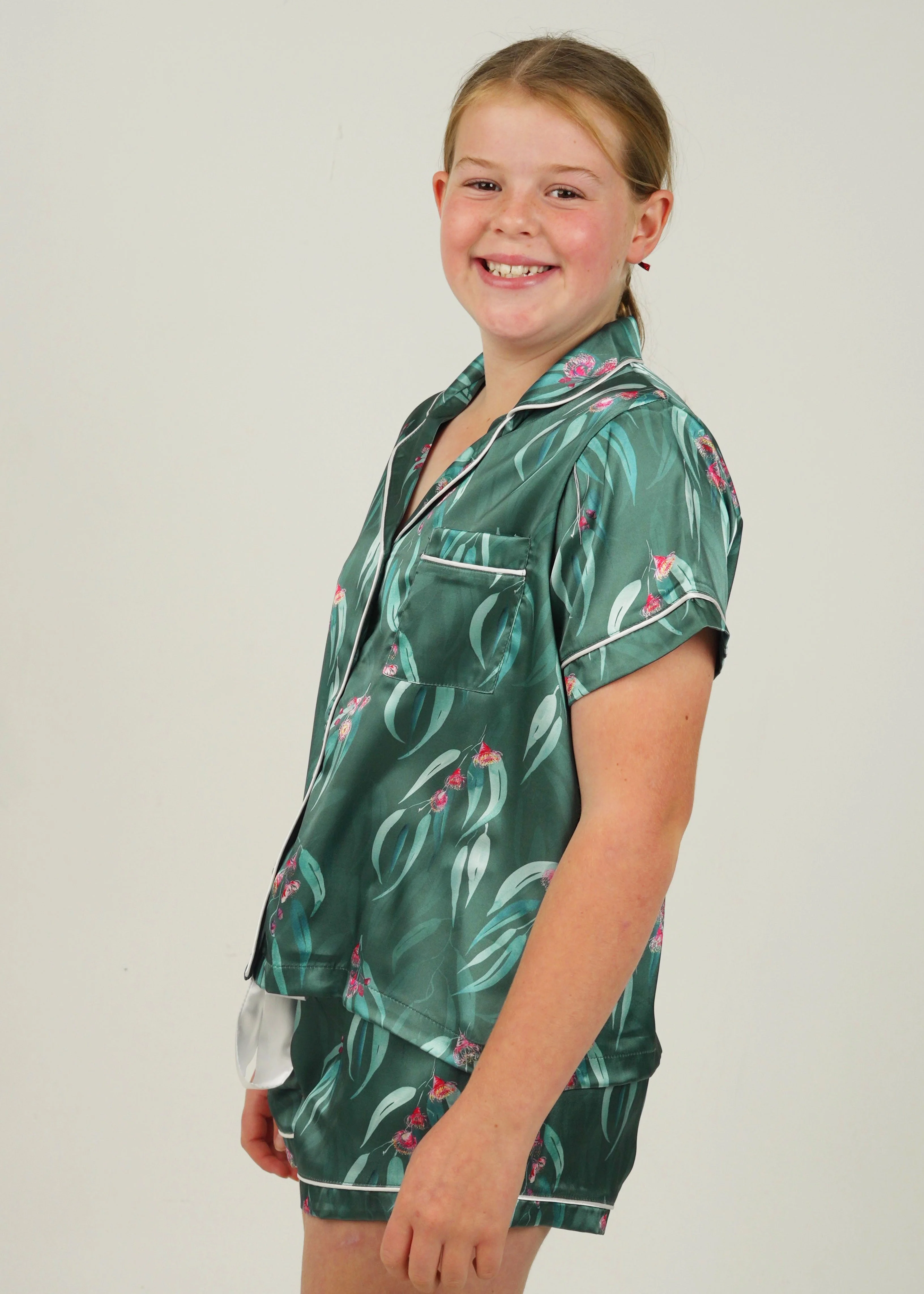 Girls Australian Native Satin Short Pajama Set - Image 3