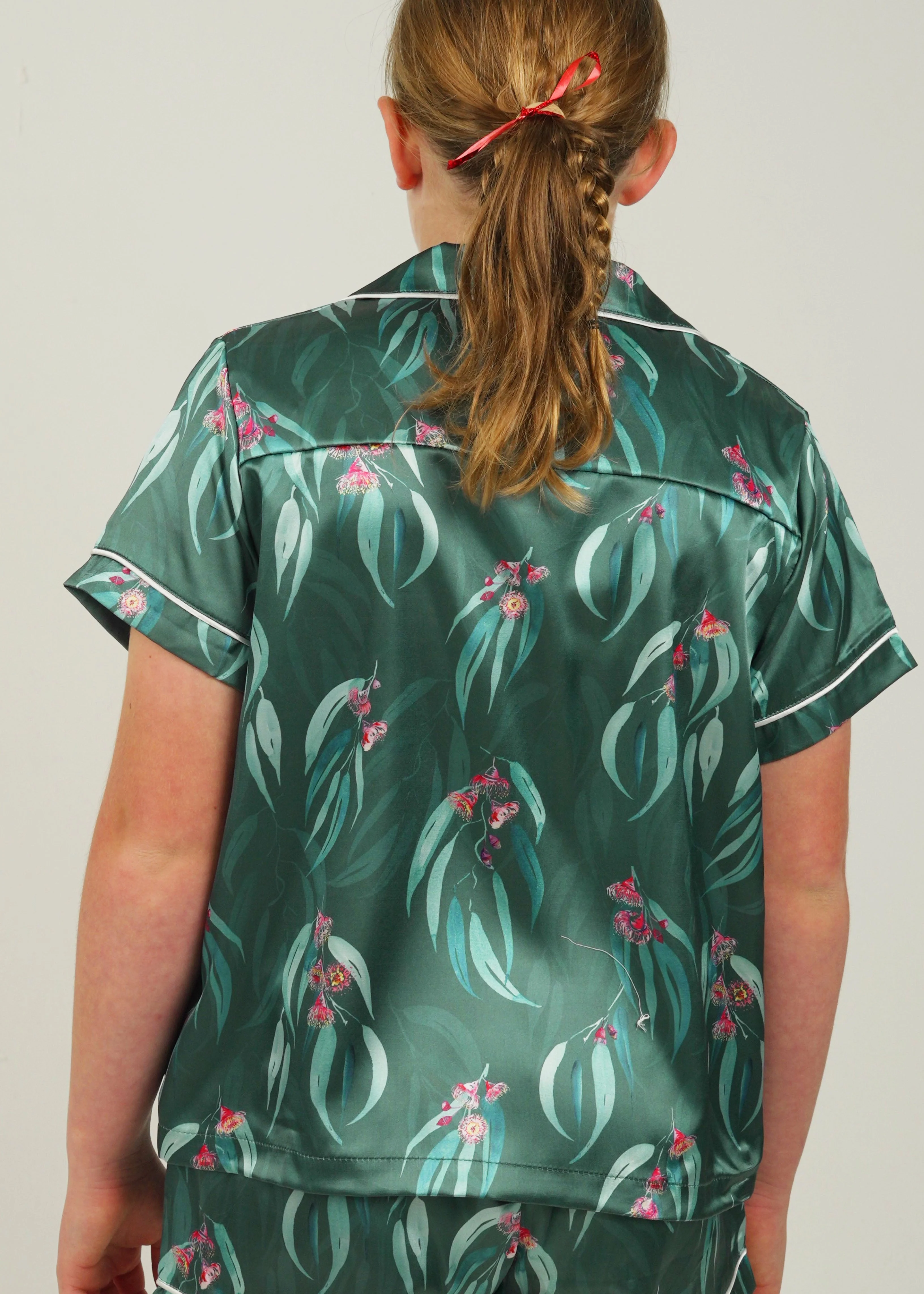 Girls Australian Native Satin Short Pajama Set - Image 4