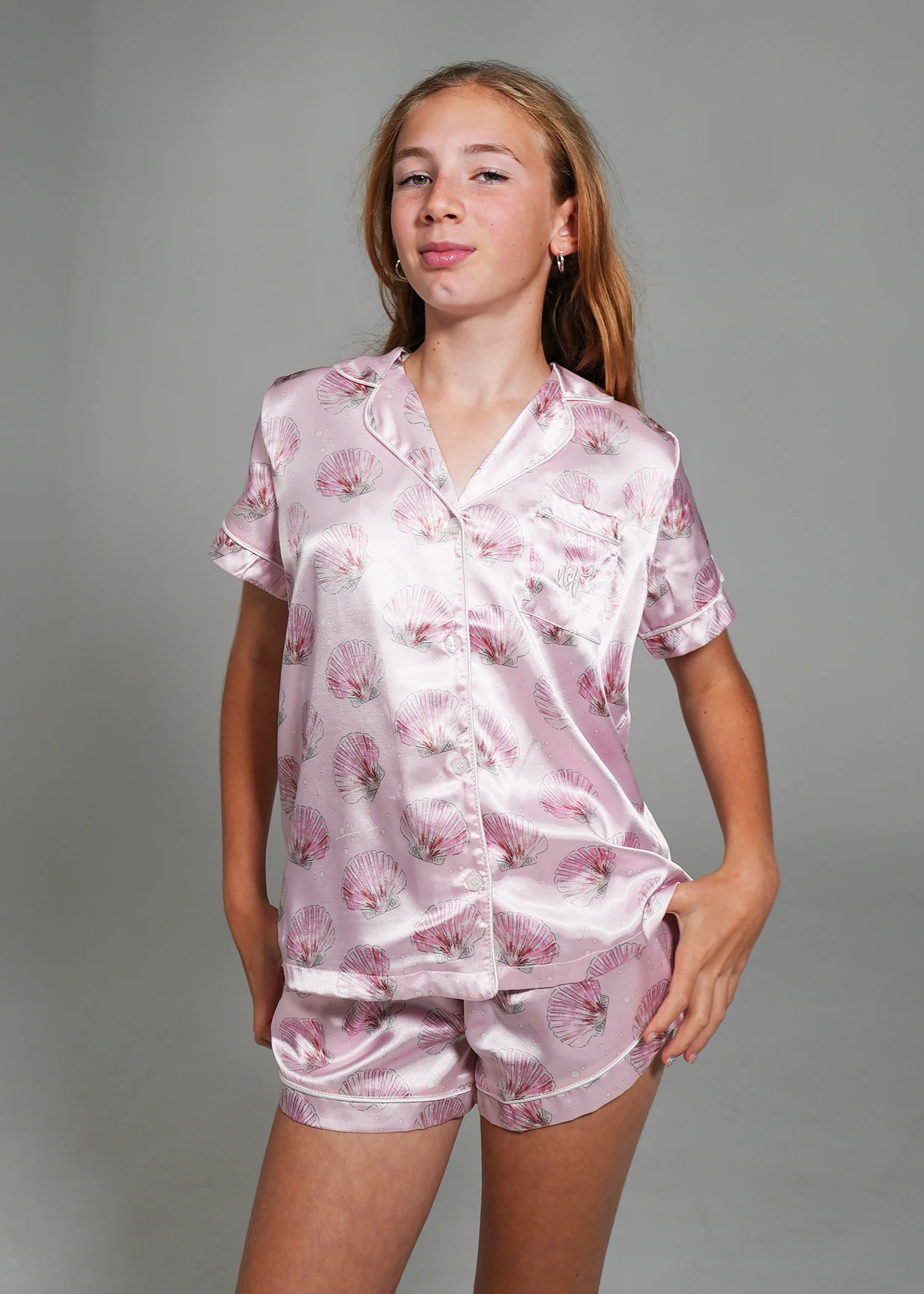 Girls - Blush Clamshell Short Satin PJ Set