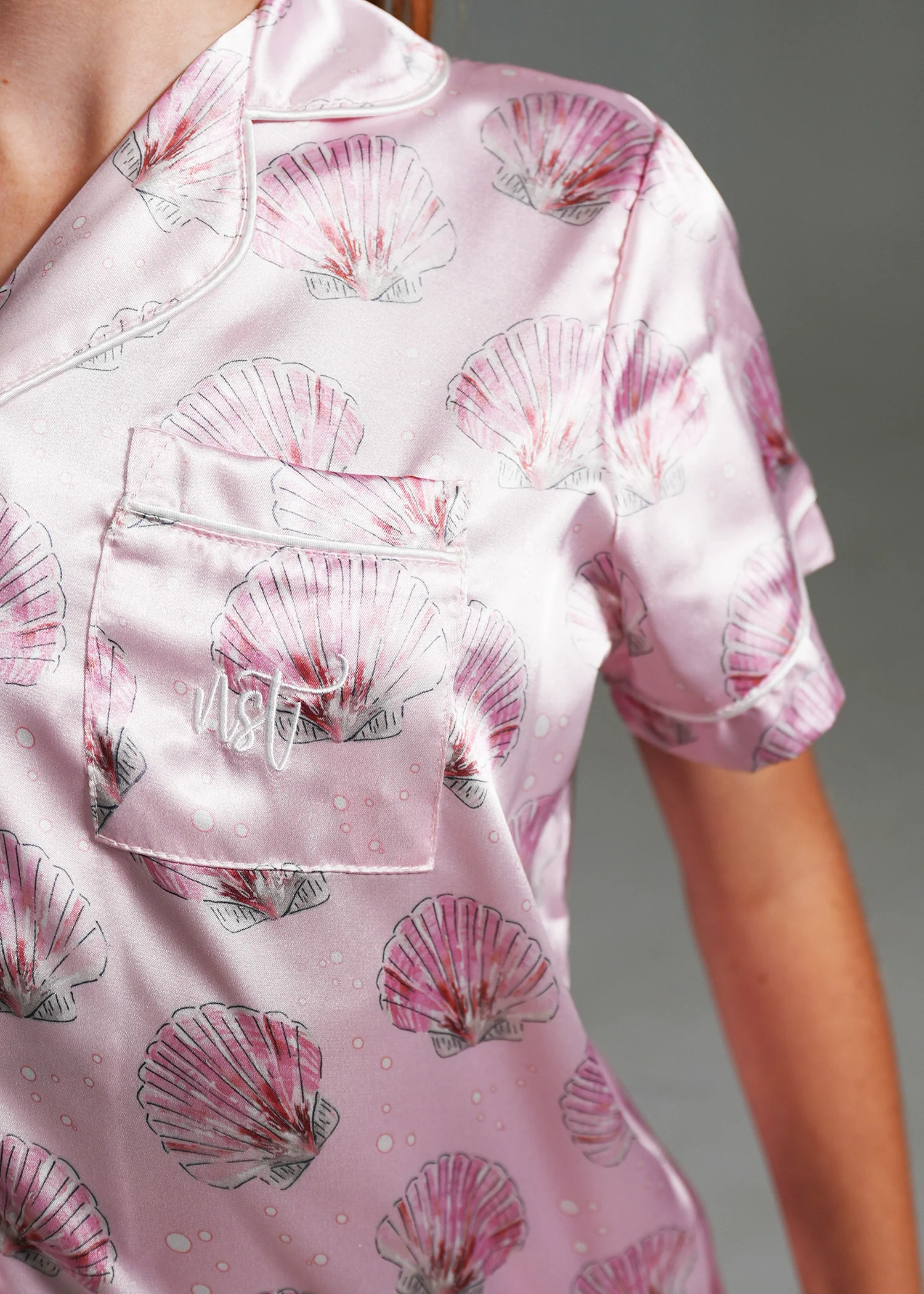 Girls - Blush Clamshell Short Satin PJ Set - Image 2
