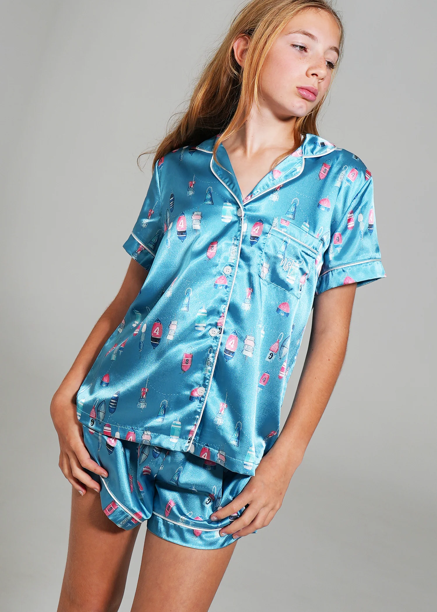 Girls - Buoy Oh Buoy Short Satin PJ Set - Image 3