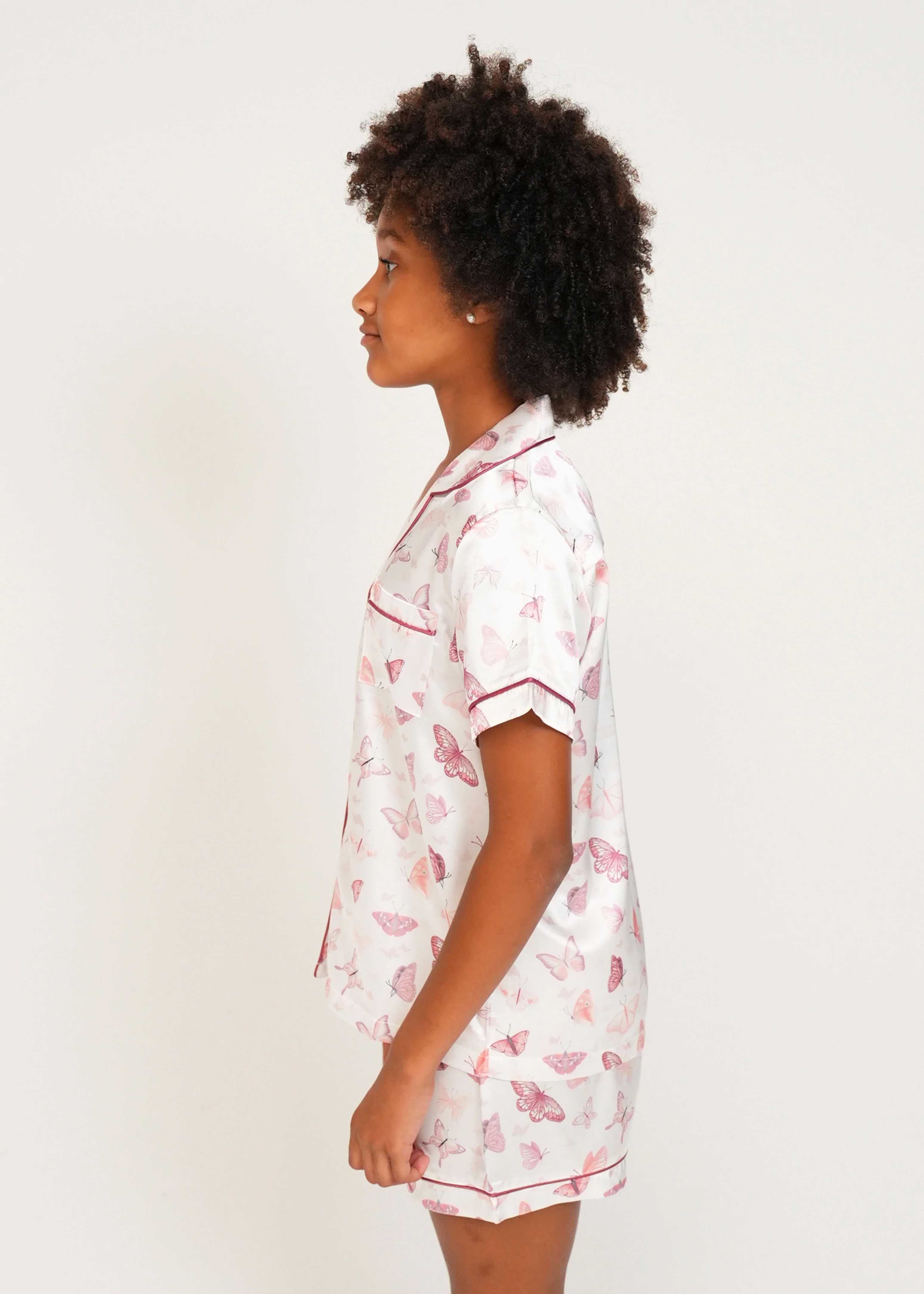 Girls - Butterfly Blush Short Satin PJ Set - Image 3