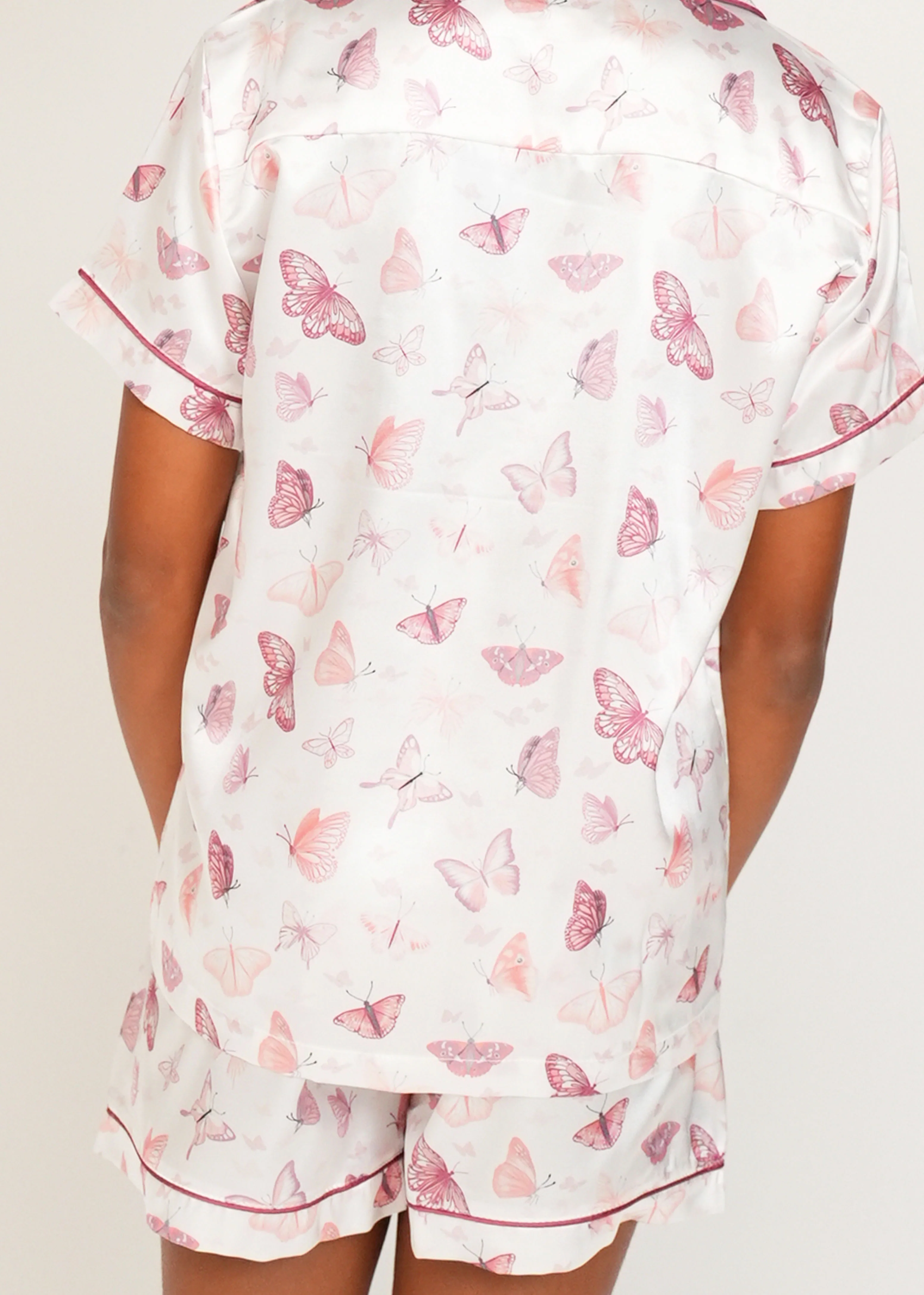 Girls - Butterfly Blush Short Satin PJ Set - Image 4