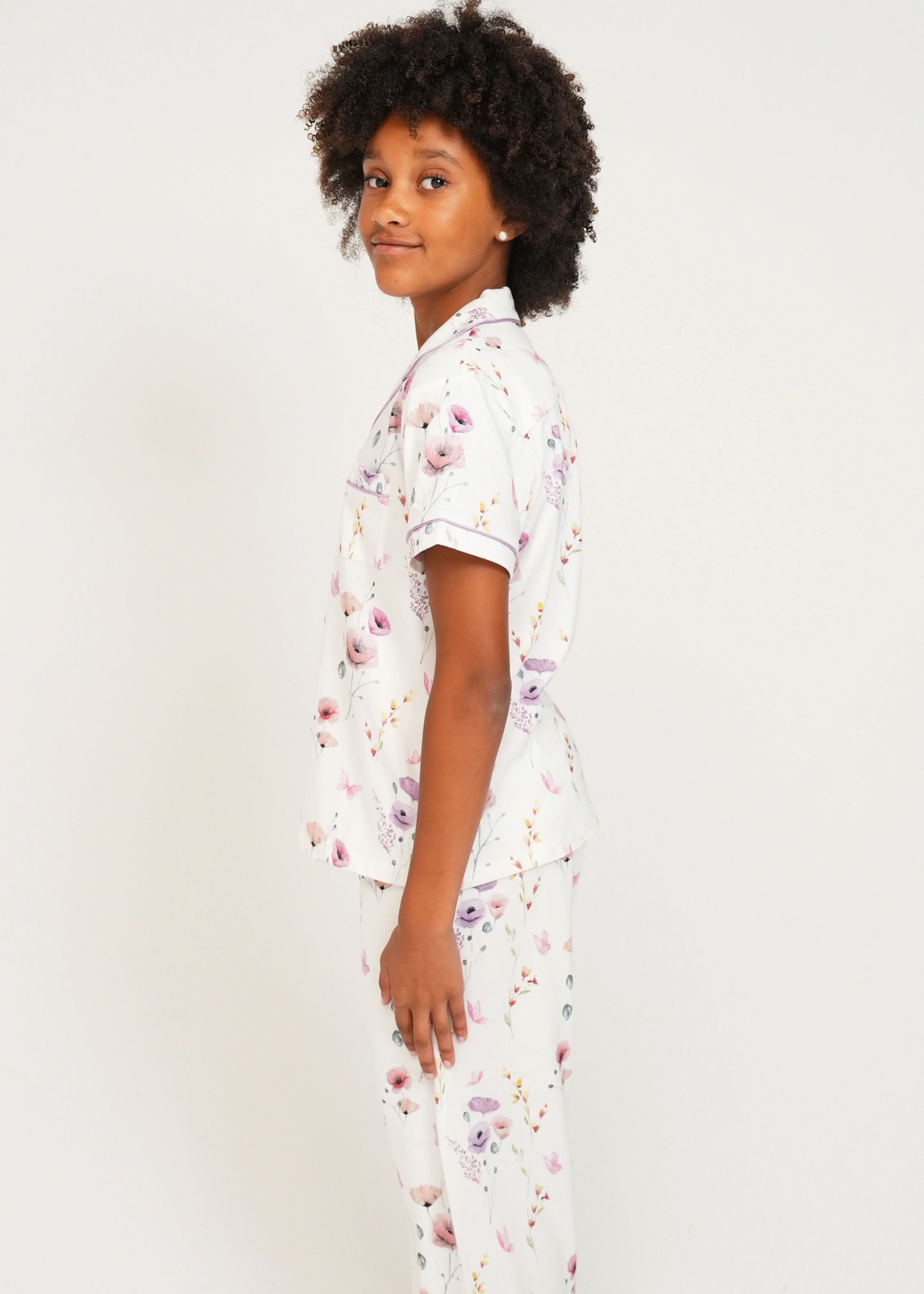 Girls - Edge Of The Meadow - Jersey Knit Cotton - Short Top/Long Pants PJ Set - Image 3