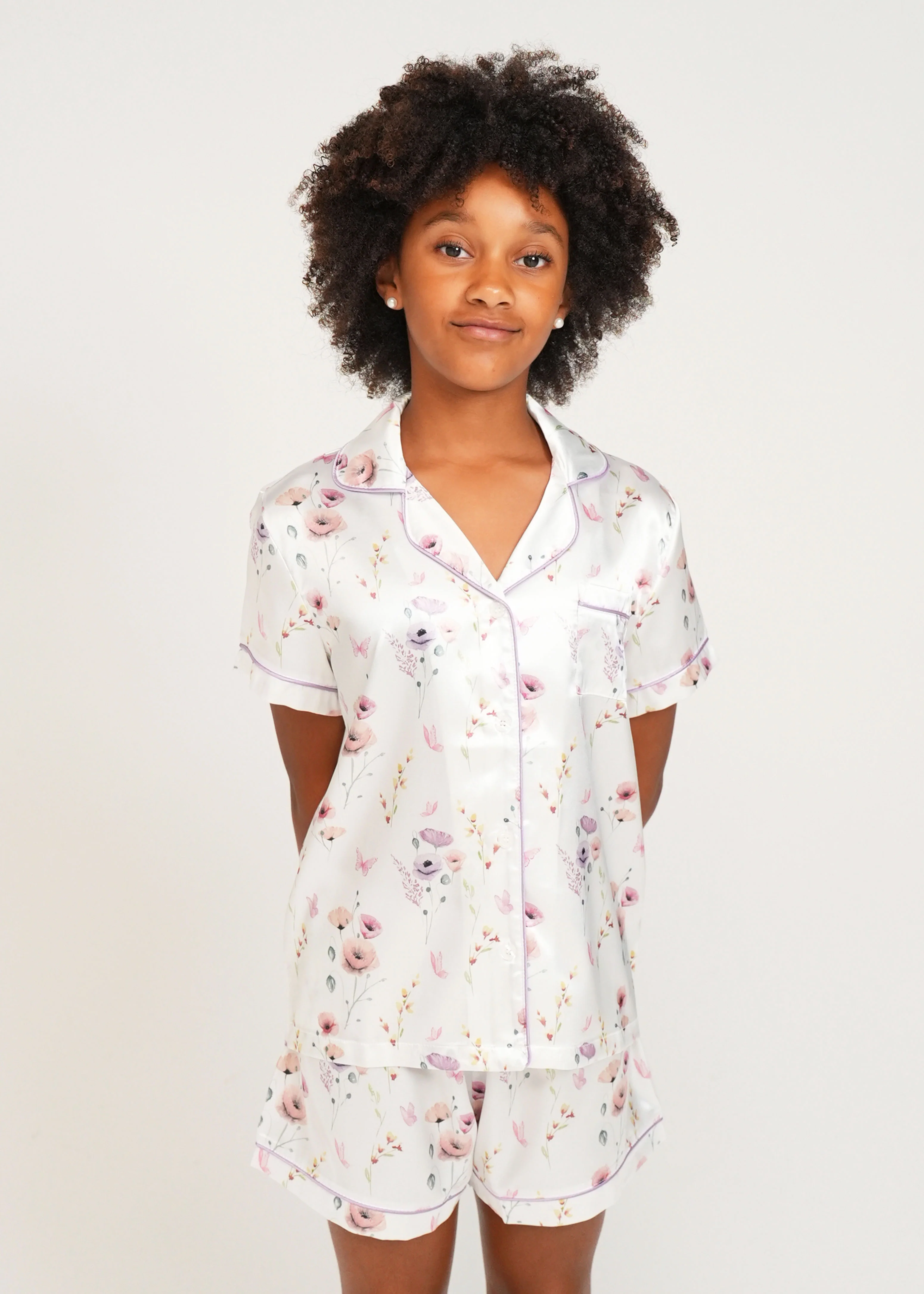 Girls - Edge Of The Meadow Short Satin PJ Set - Image 2