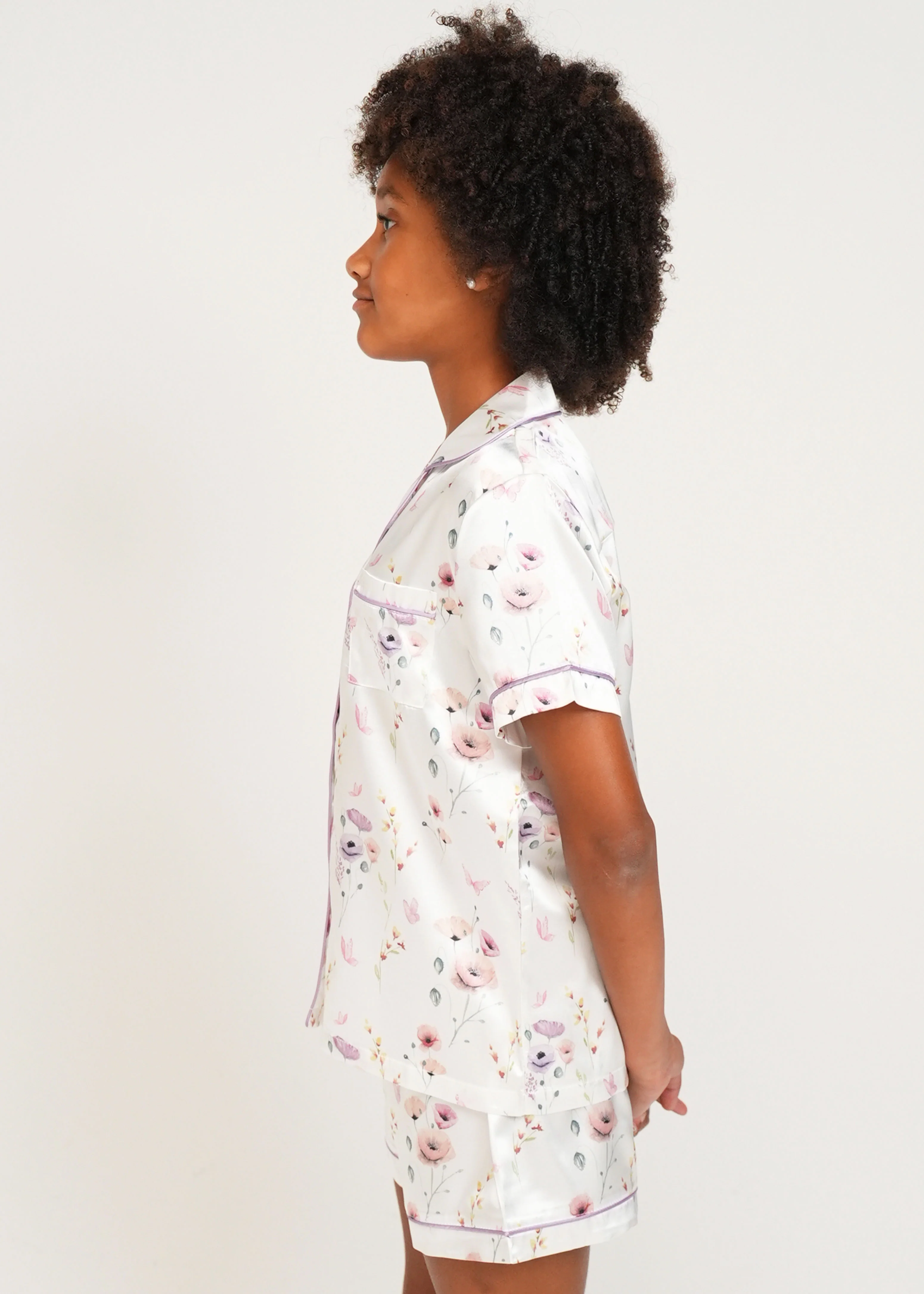Girls - Edge Of The Meadow Short Satin PJ Set - Image 3