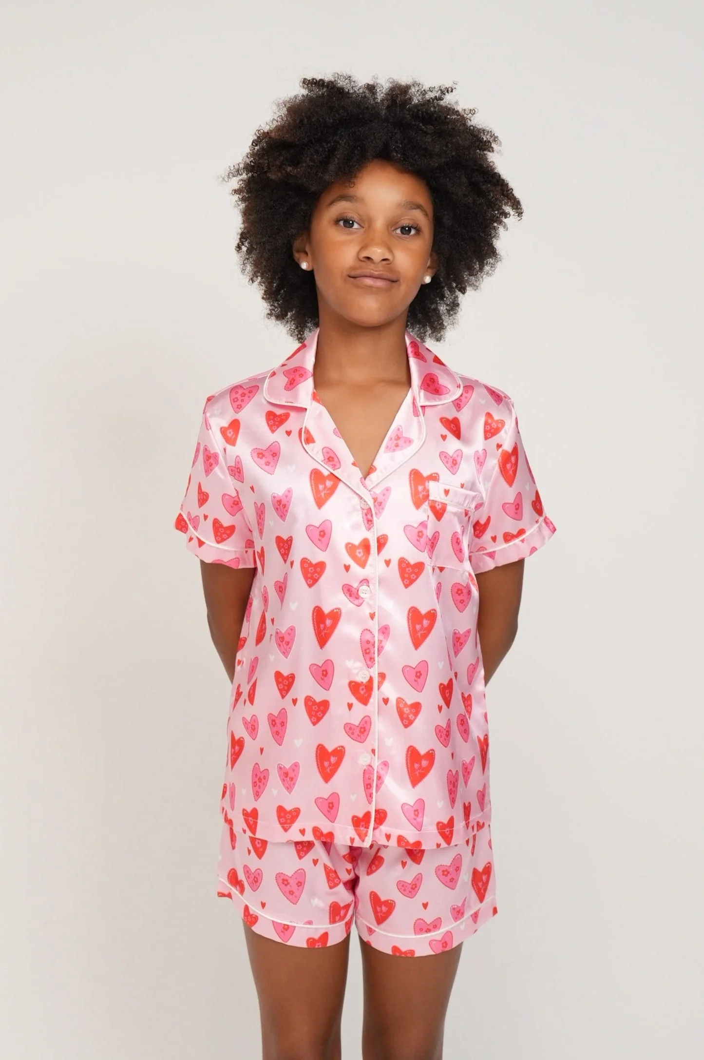 Girls - Candy Hearts Satin Short PJ Set