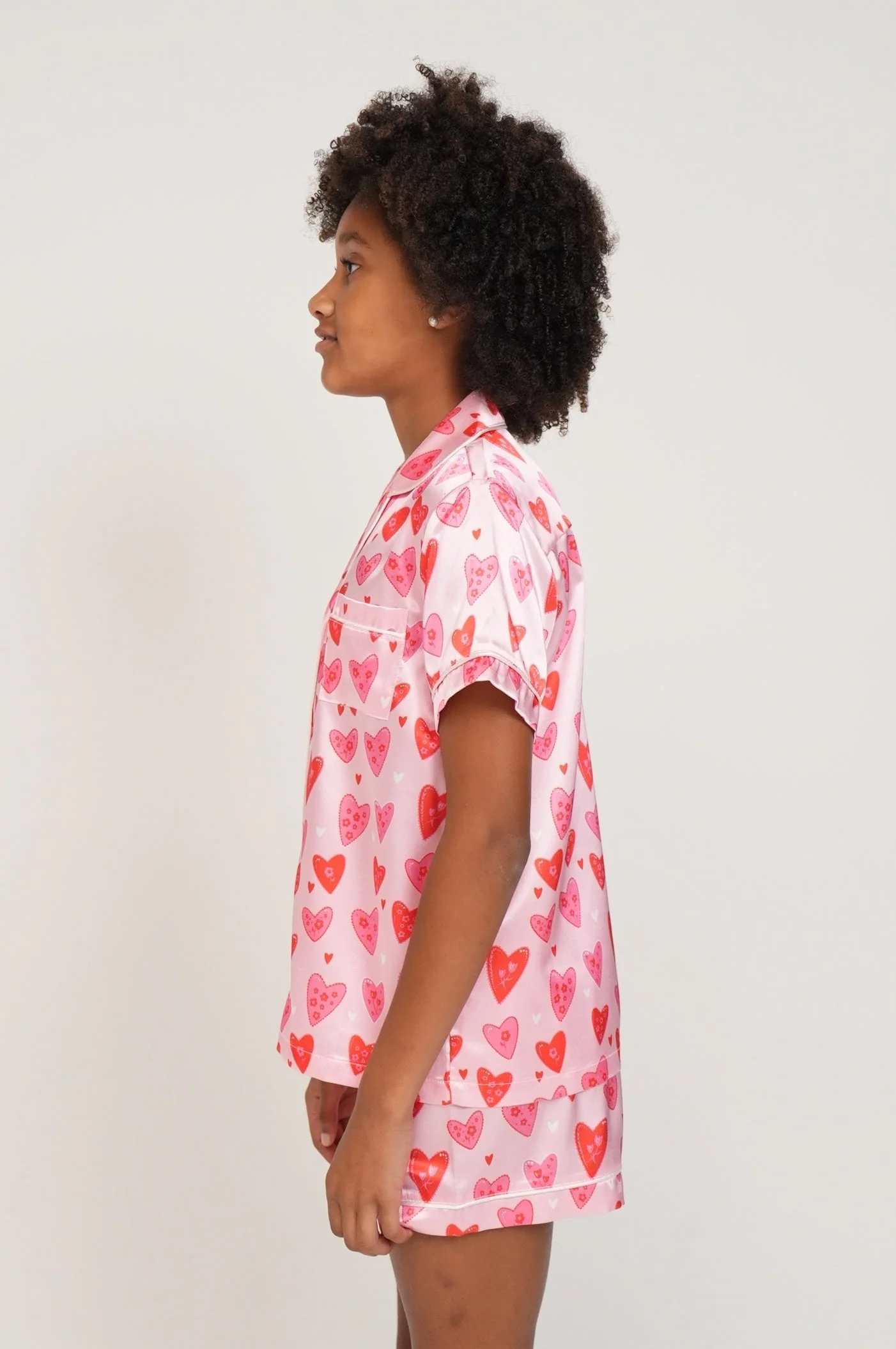 Girls - Candy Hearts Satin Short PJ Set - Image 2