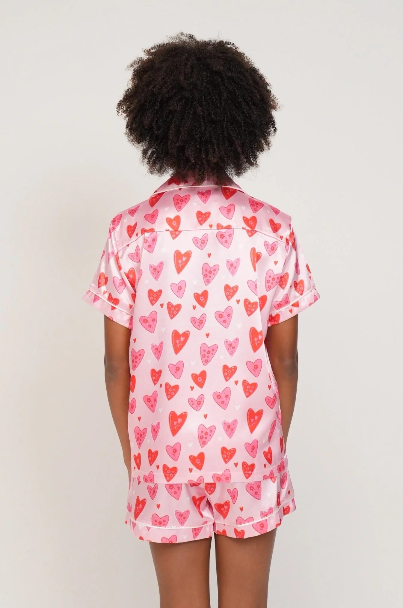 Girls - Candy Hearts Satin Short PJ Set - Image 3