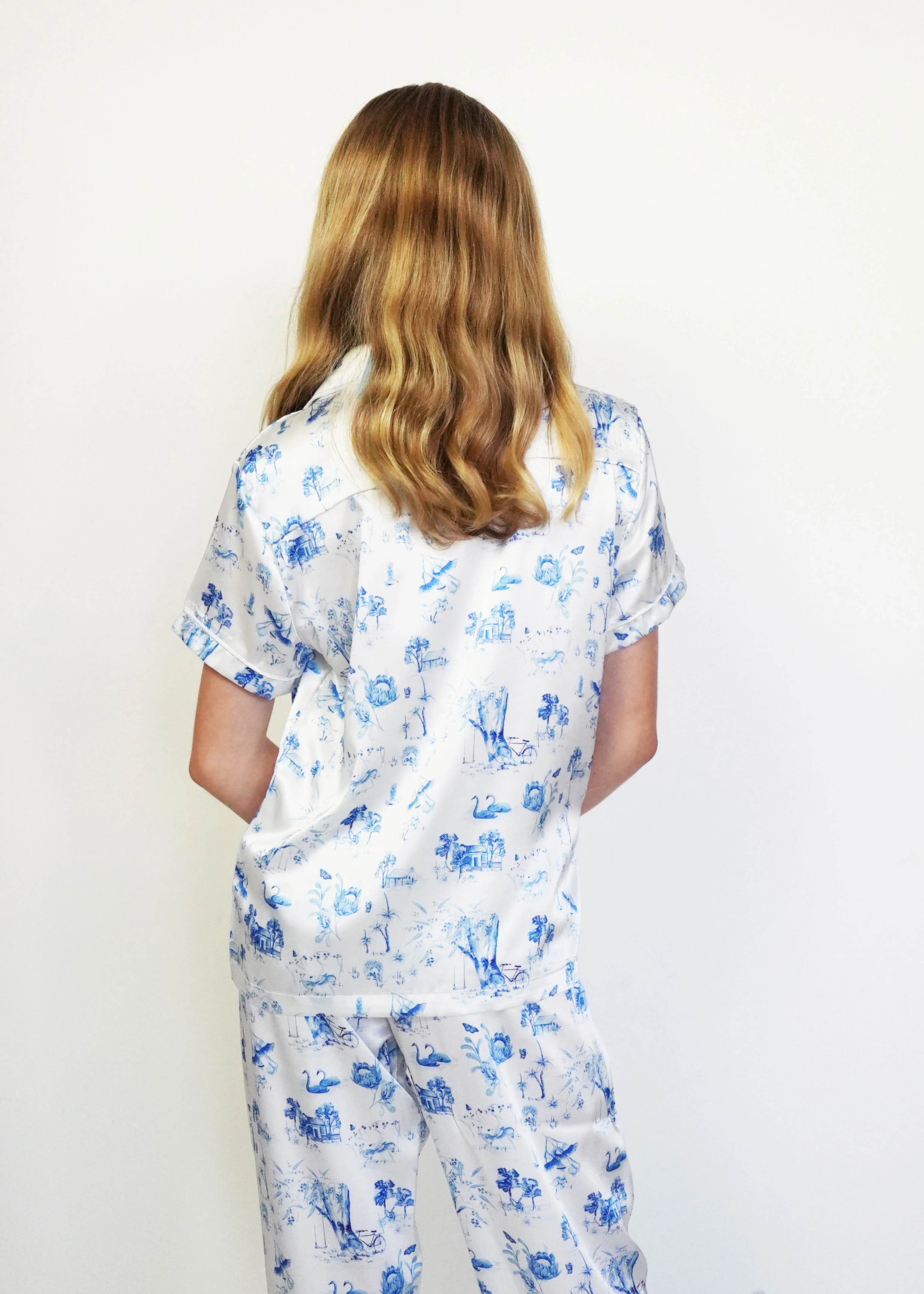 Girls - Coming home Short Top / Long Pants Satin PJ Set - Image 3