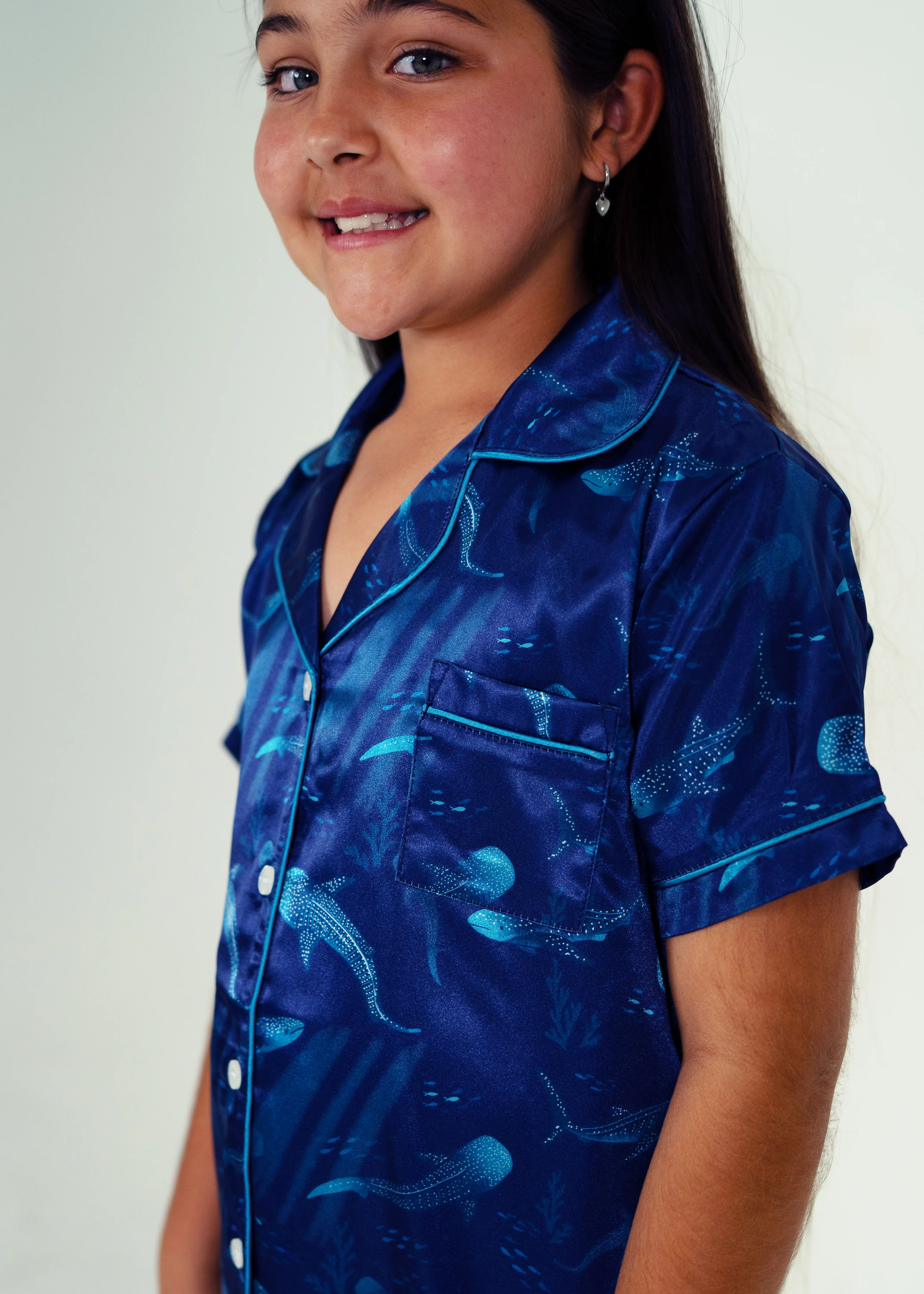 Girls - Creatures Of The Deep Short Satin PJ Set - Image 3