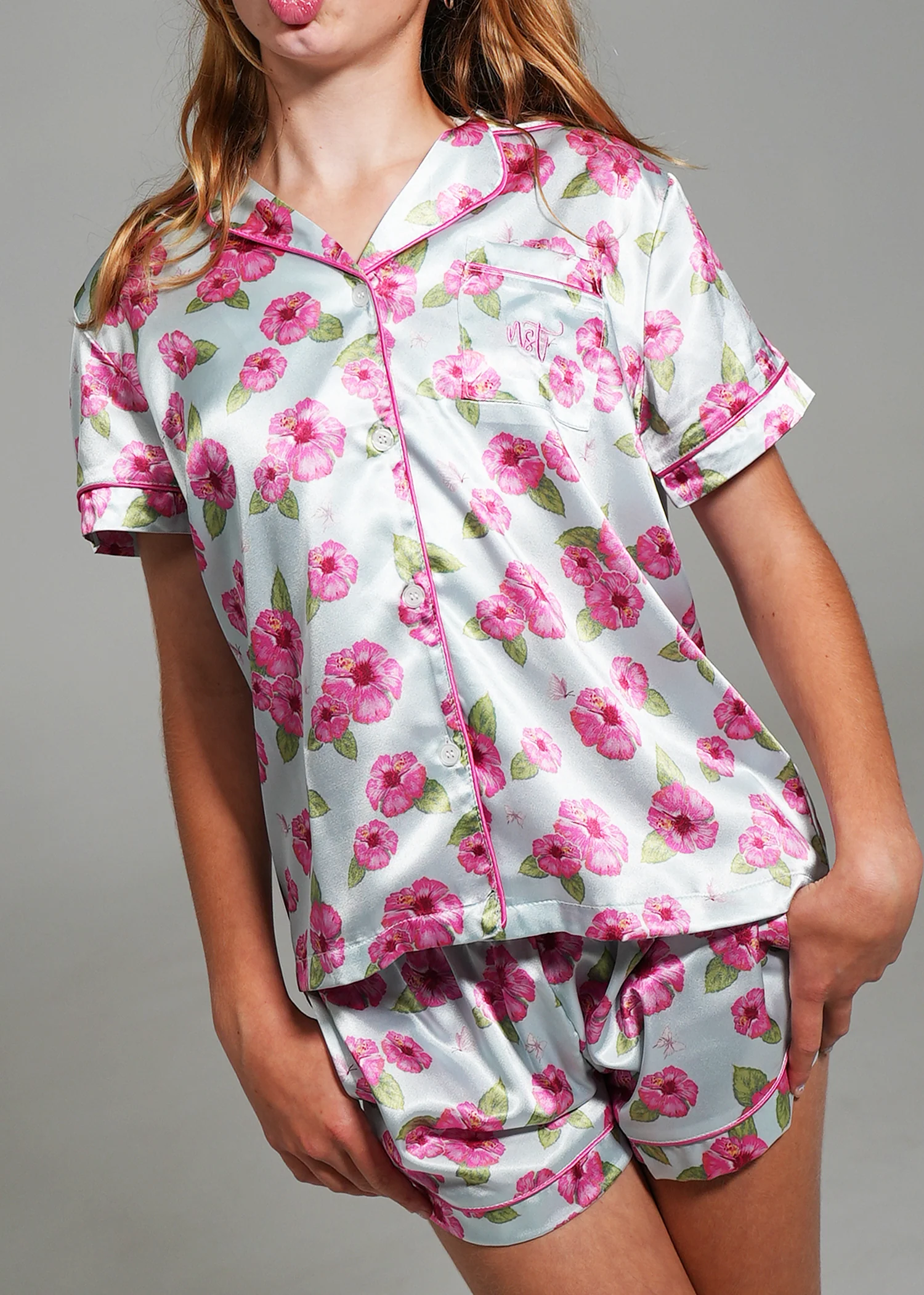Girls - Flutter Garden Short Satin PJ Set