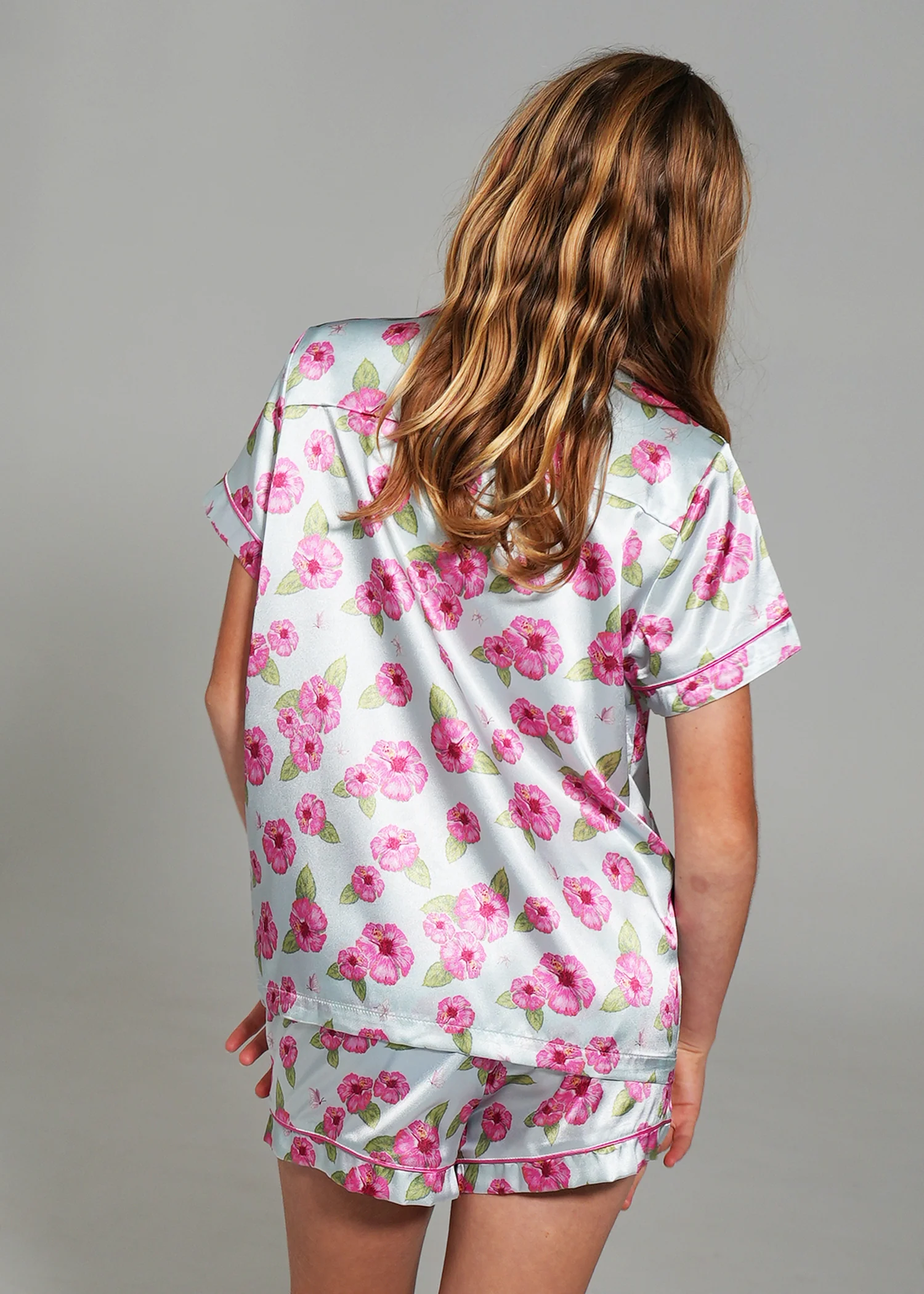 Girls - Flutter Garden Short Satin PJ Set - Image 5