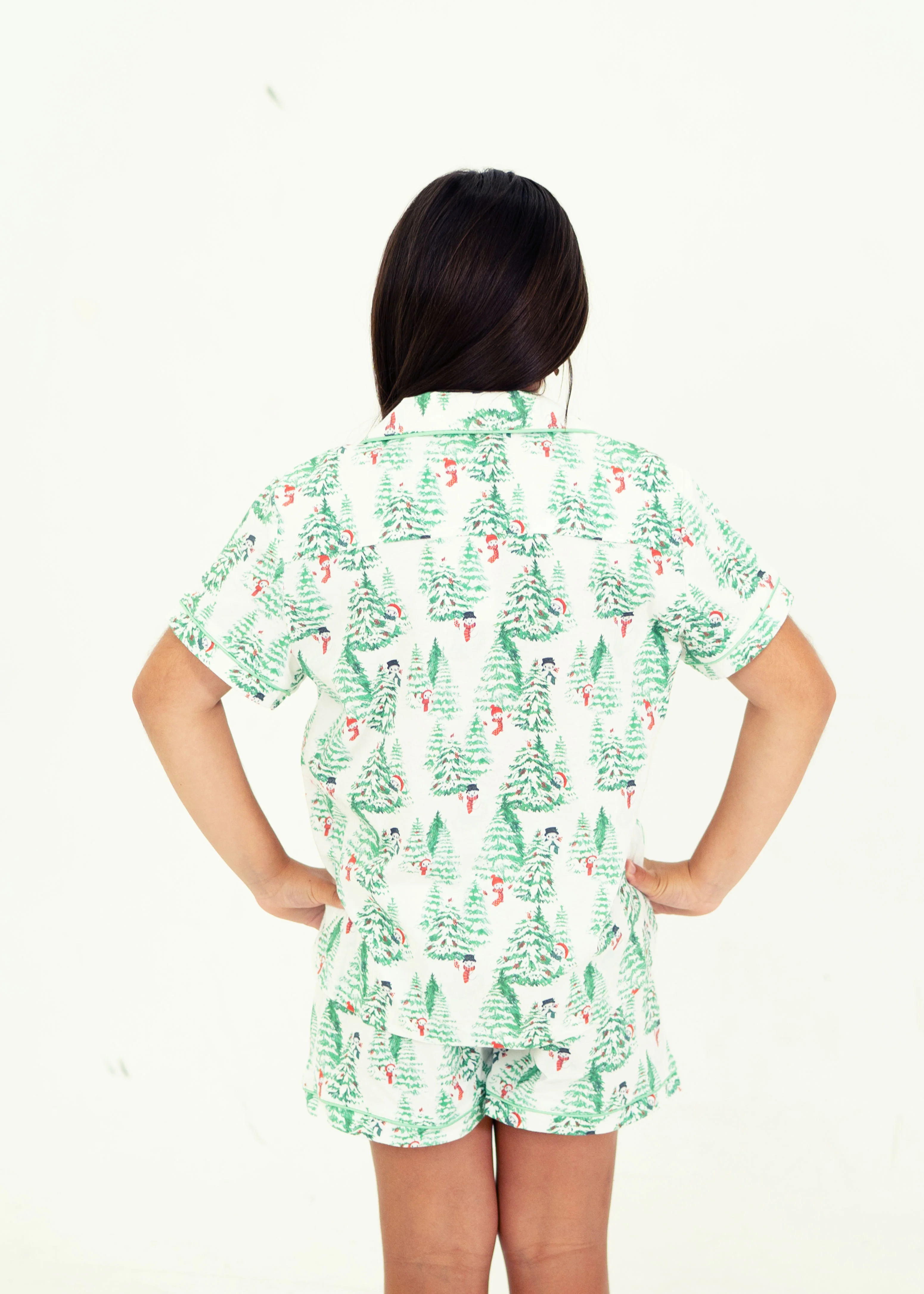 Girls - Frosty Forest Jersey Knit Cotton Short PJ Set - Image 5