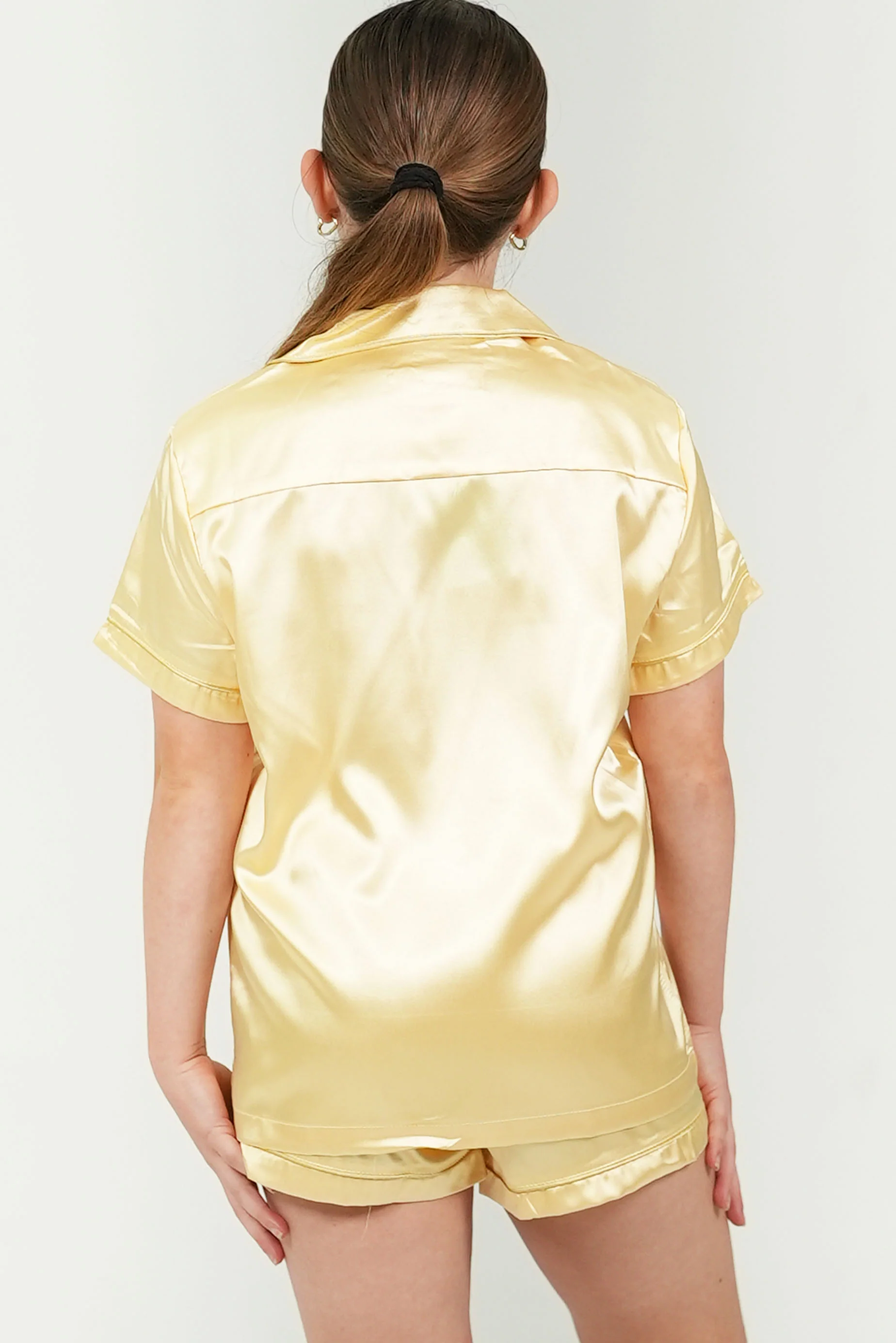 Girls Golden Ticket Satin Short Pajama Set - Image 3