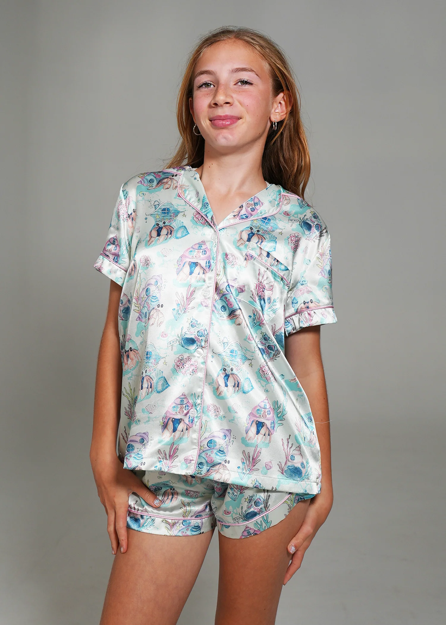 Girls - Hermit Dreams Short Satin PJ Set