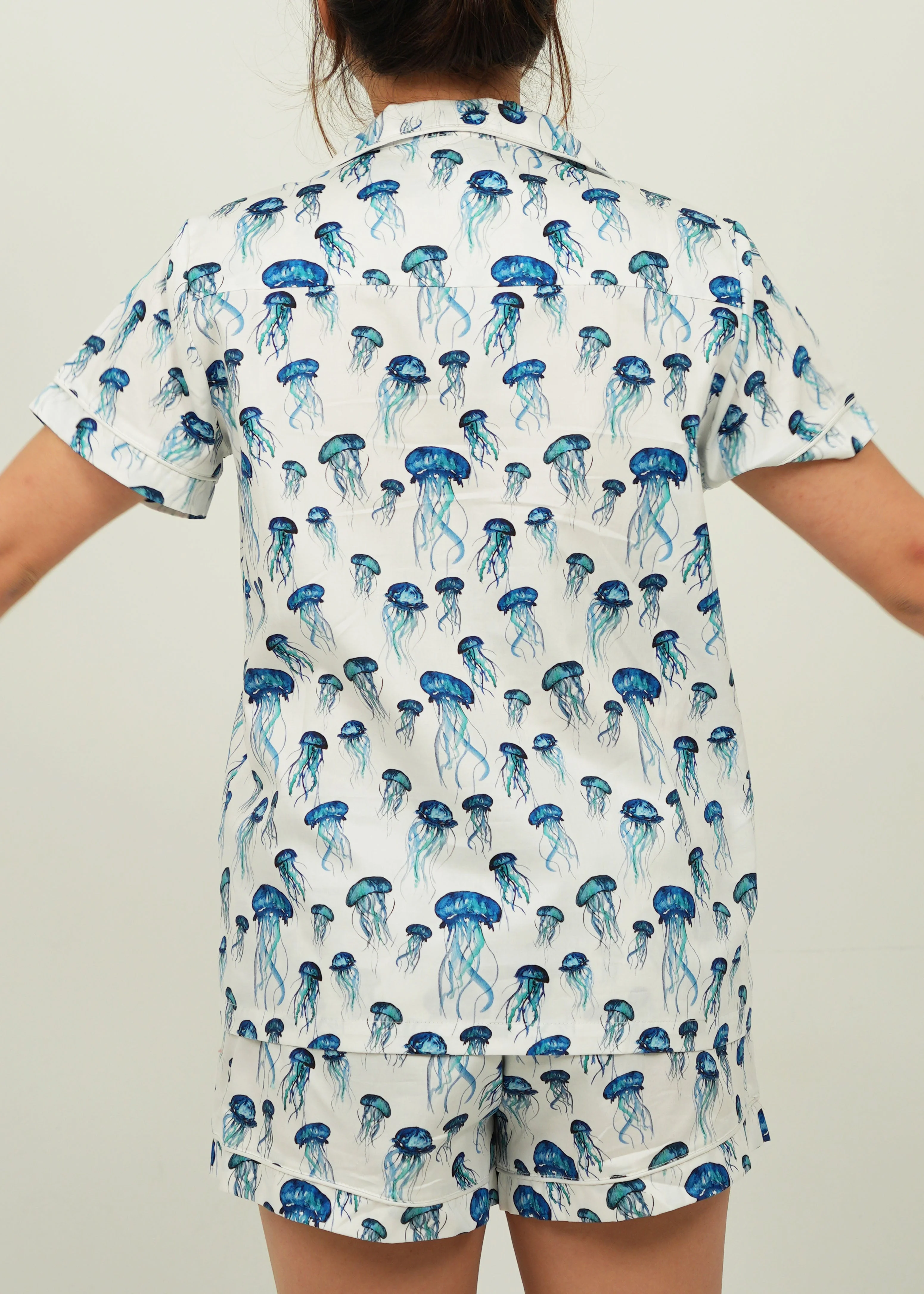 Girls Jellyfish Cotton Short Pajama Set - Image 3