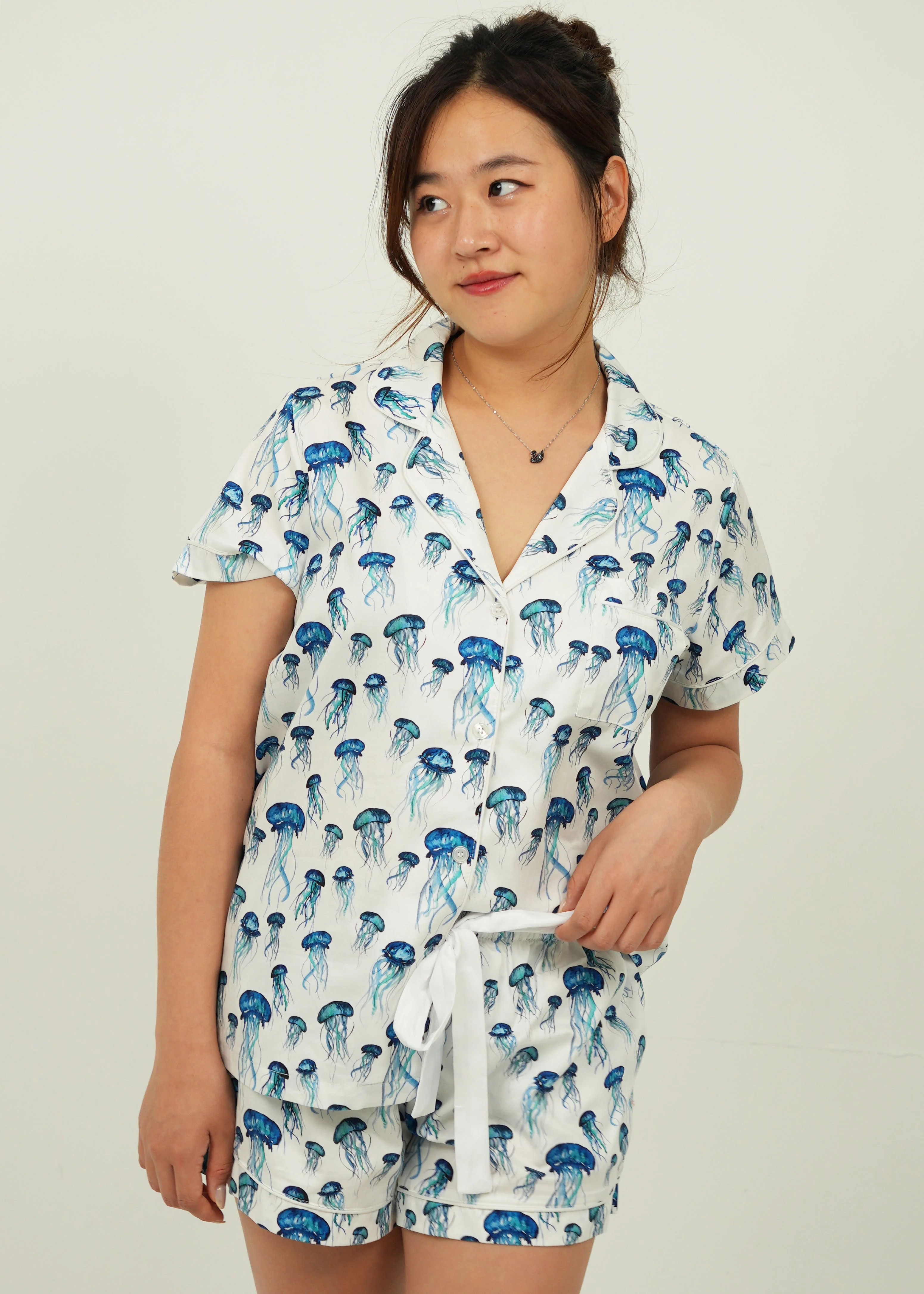 Girls Jellyfish Cotton Short Pajama Set - Image 4