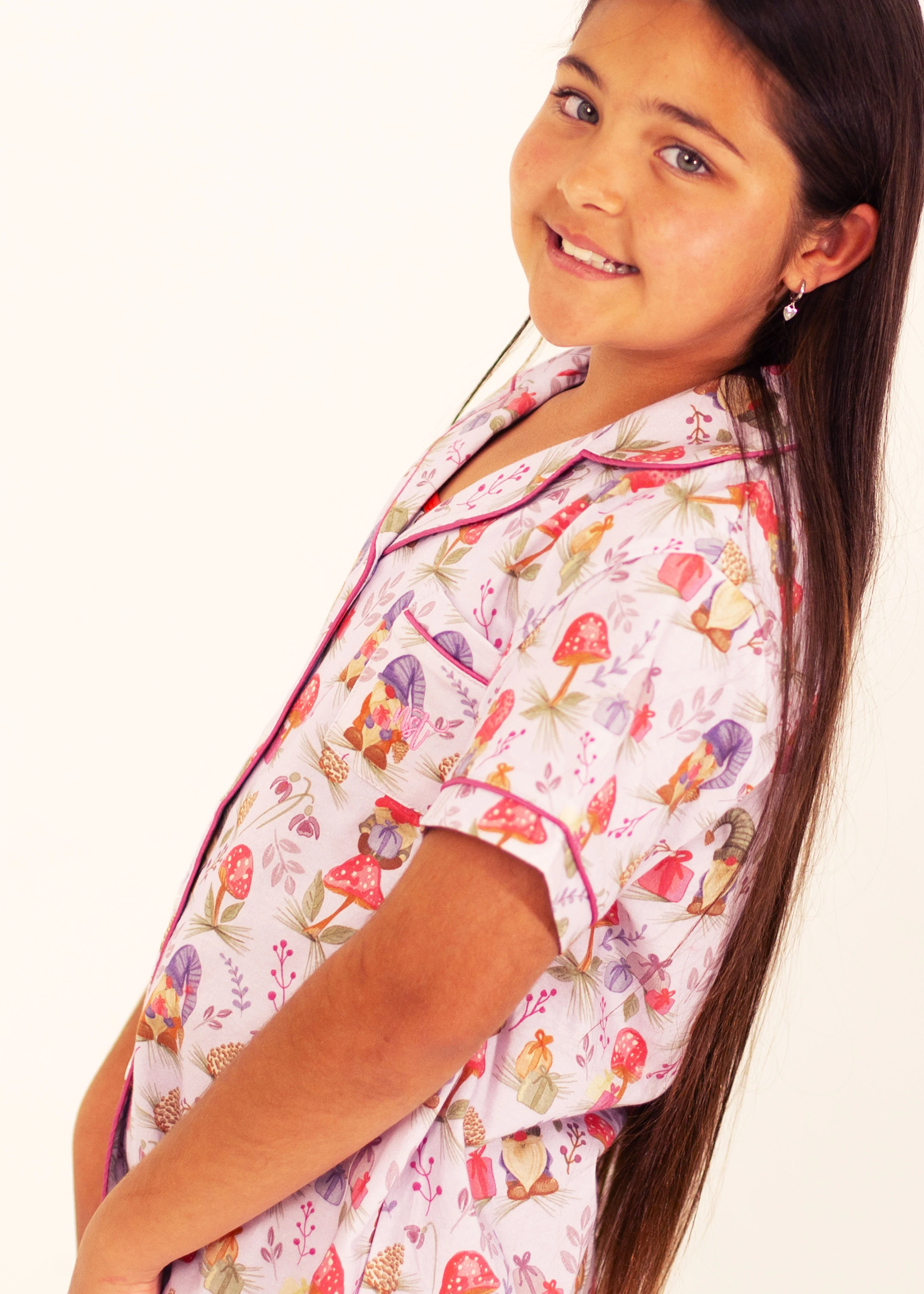Girls - Jolly Gnomes Jersey Knit Cotton Short PJ Set - Image 3