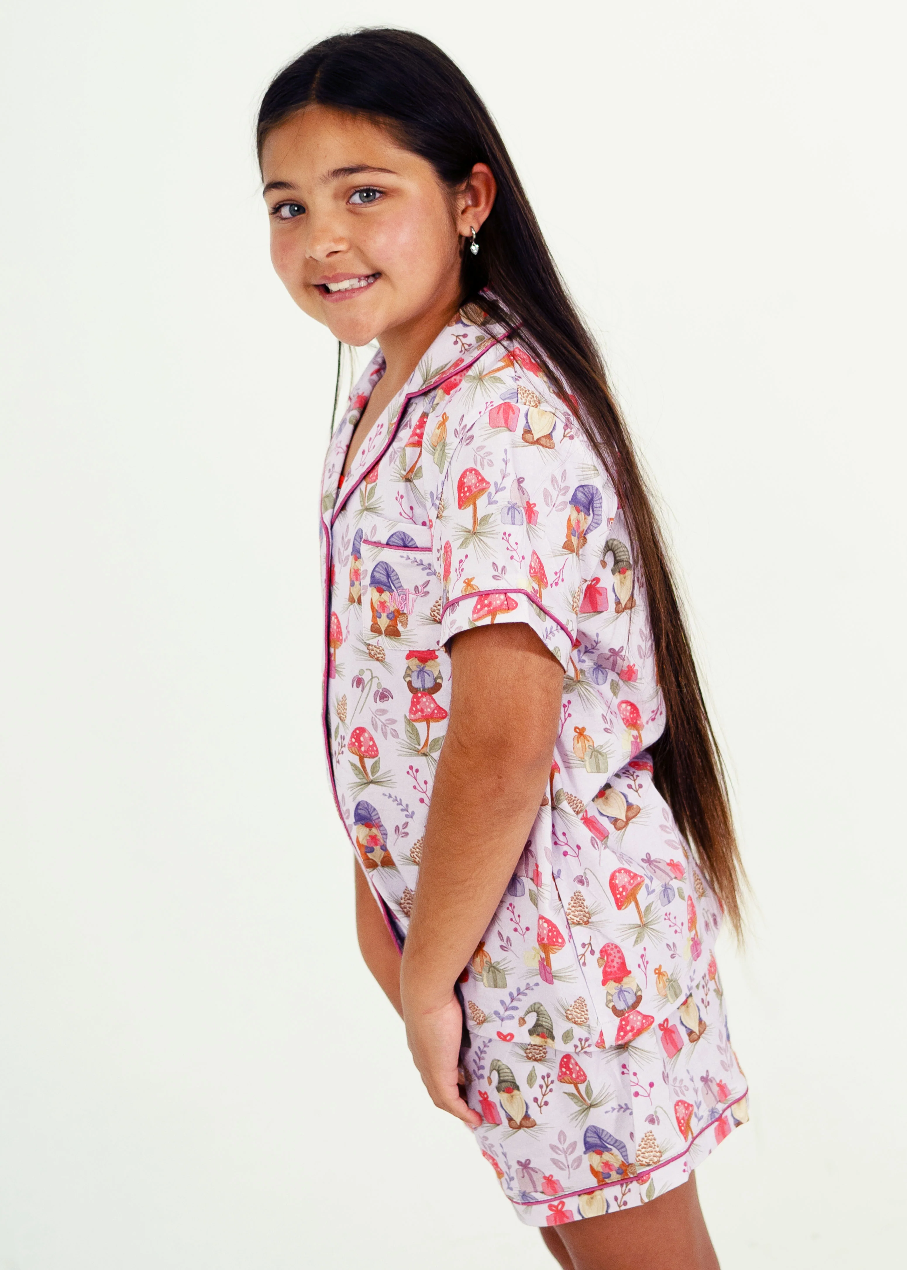 Girls - Jolly Gnomes Jersey Knit Cotton Short PJ Set - Image 4
