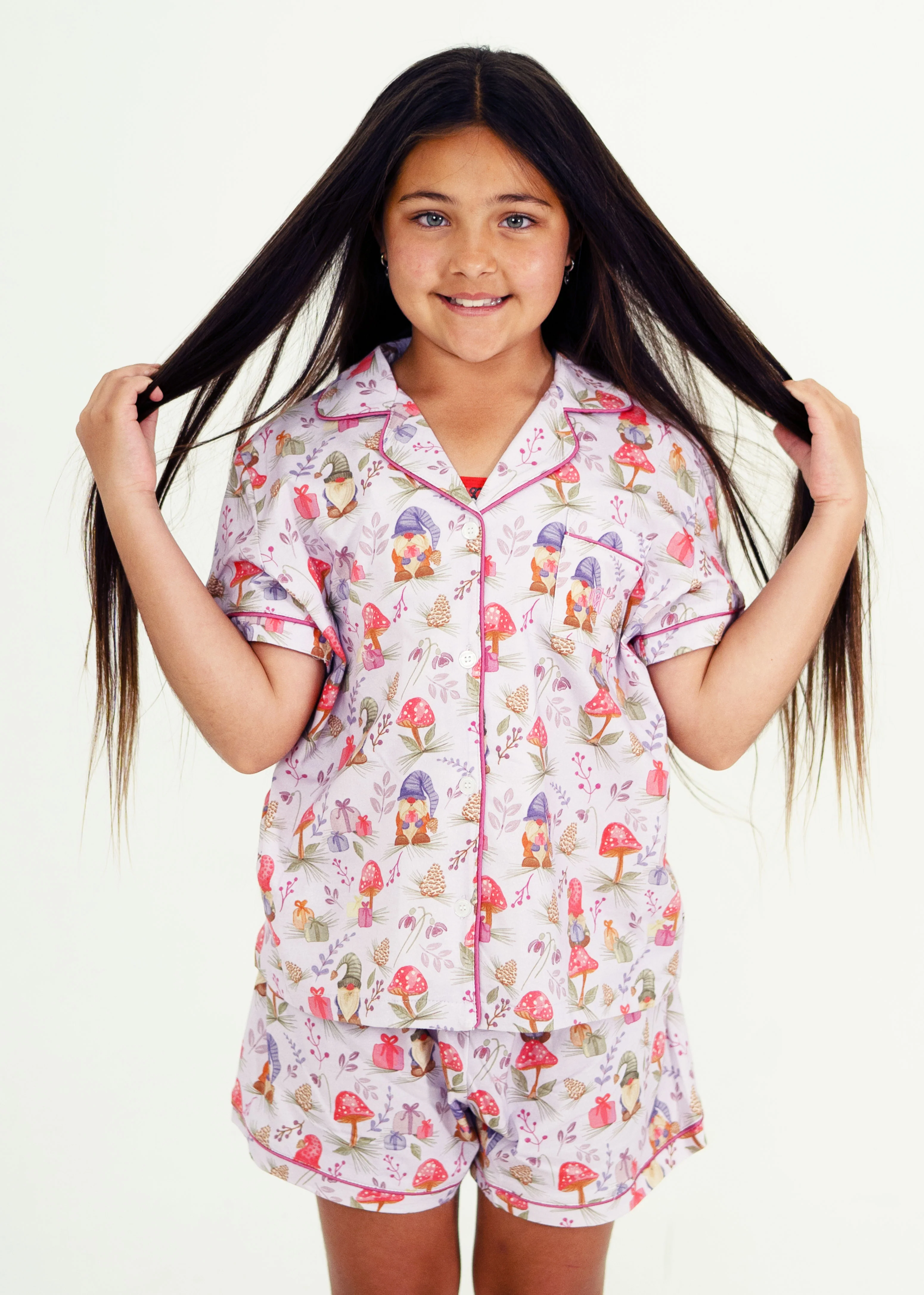 Girls - Jolly Gnomes Jersey Knit Cotton Short PJ Set - Image 5