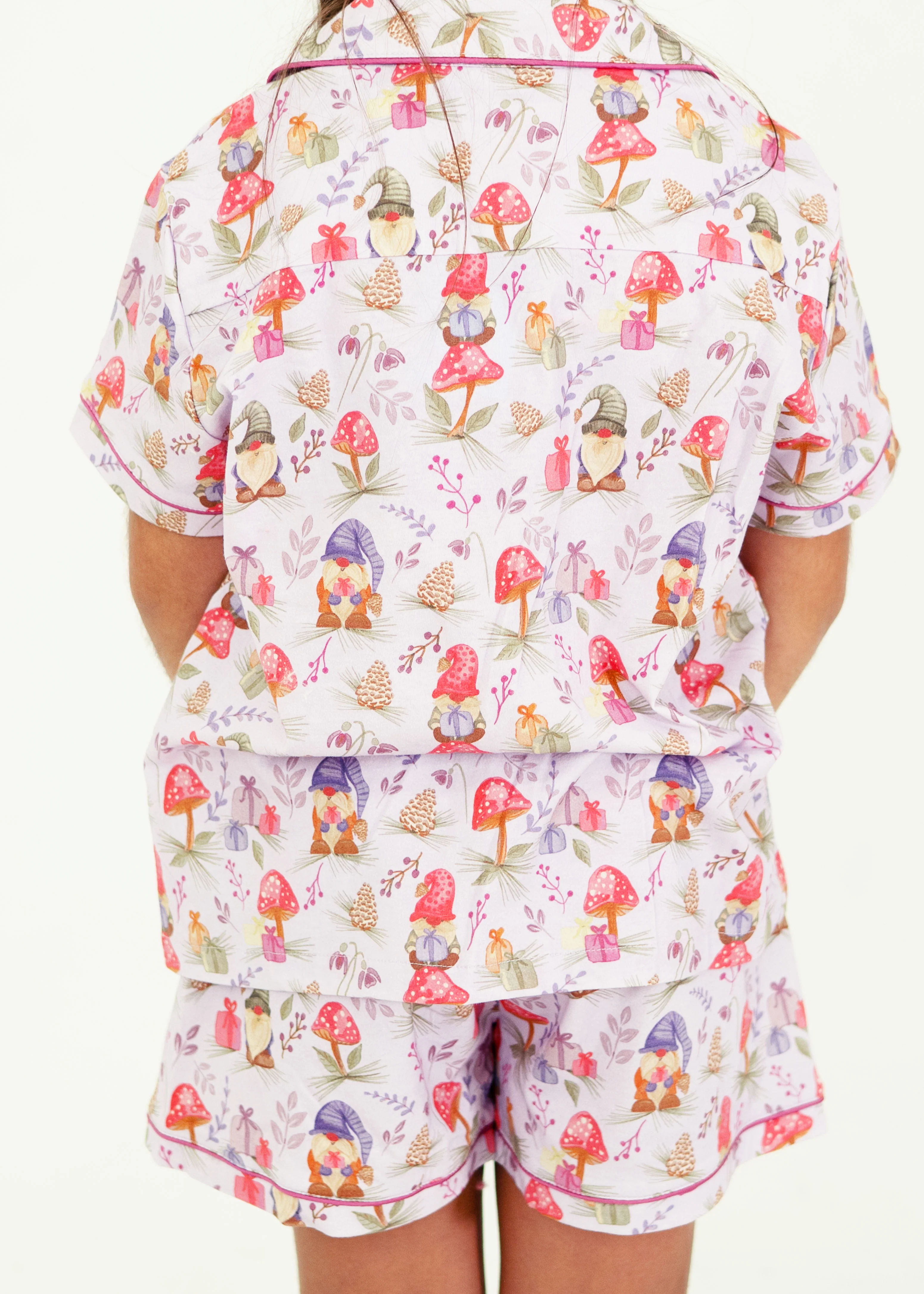 Girls - Jolly Gnomes Jersey Knit Cotton Short PJ Set - Image 6