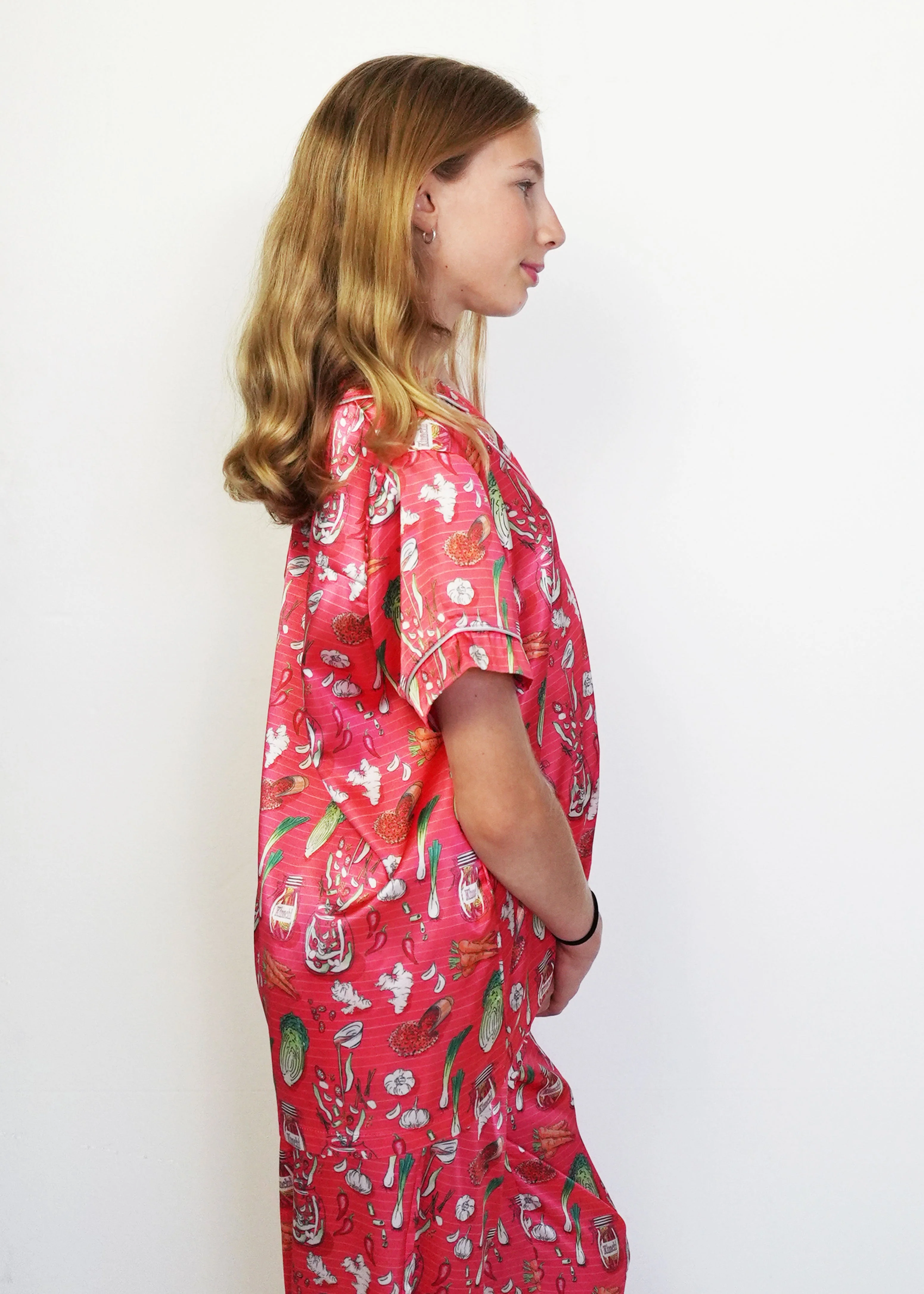 Girls - Kimchi Short Top / Long Pants Satin PJ Set - Image 4