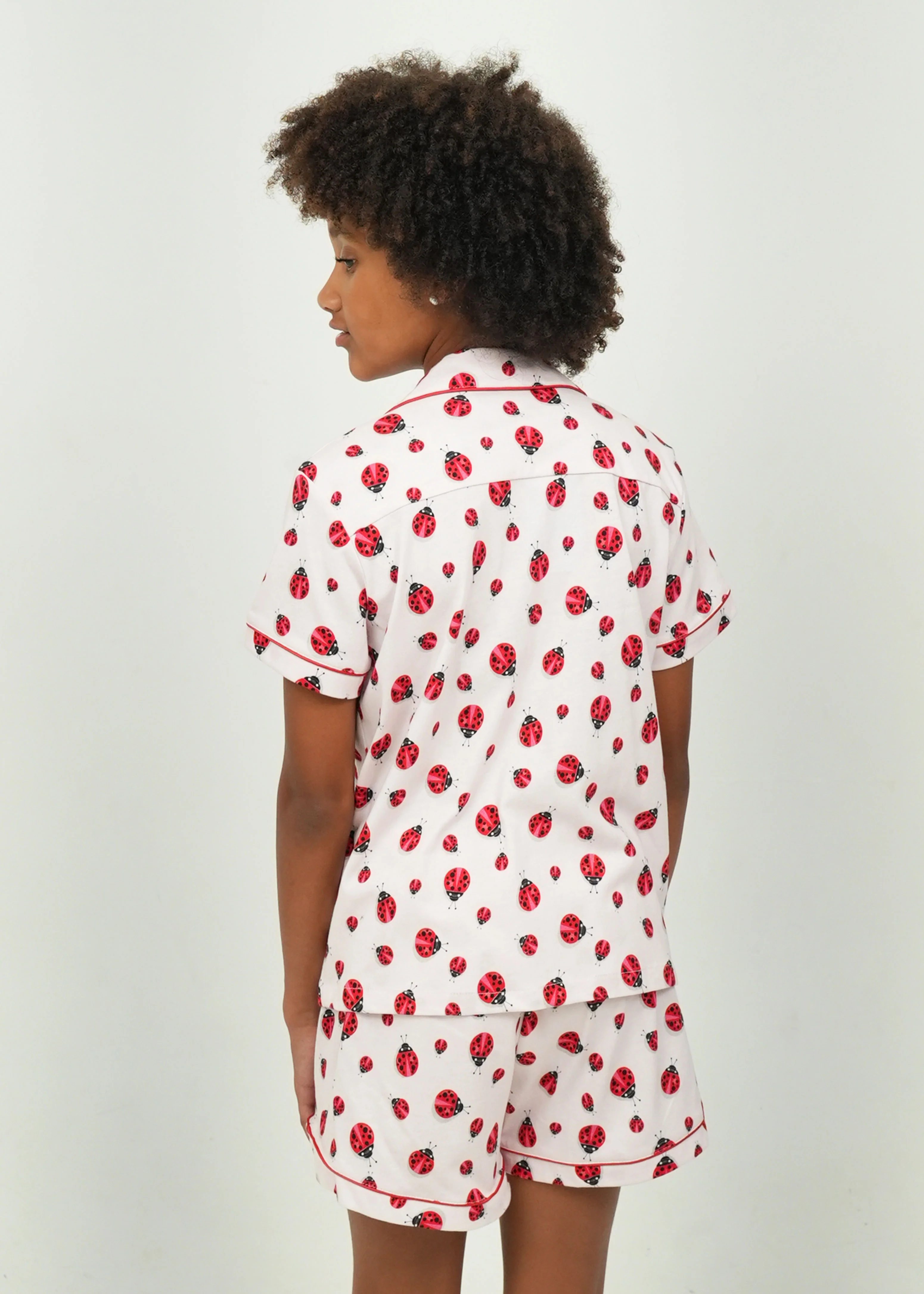 Girls - Lady Bugs Red Short Jersey Knit Cotton PJ Set - Image 3