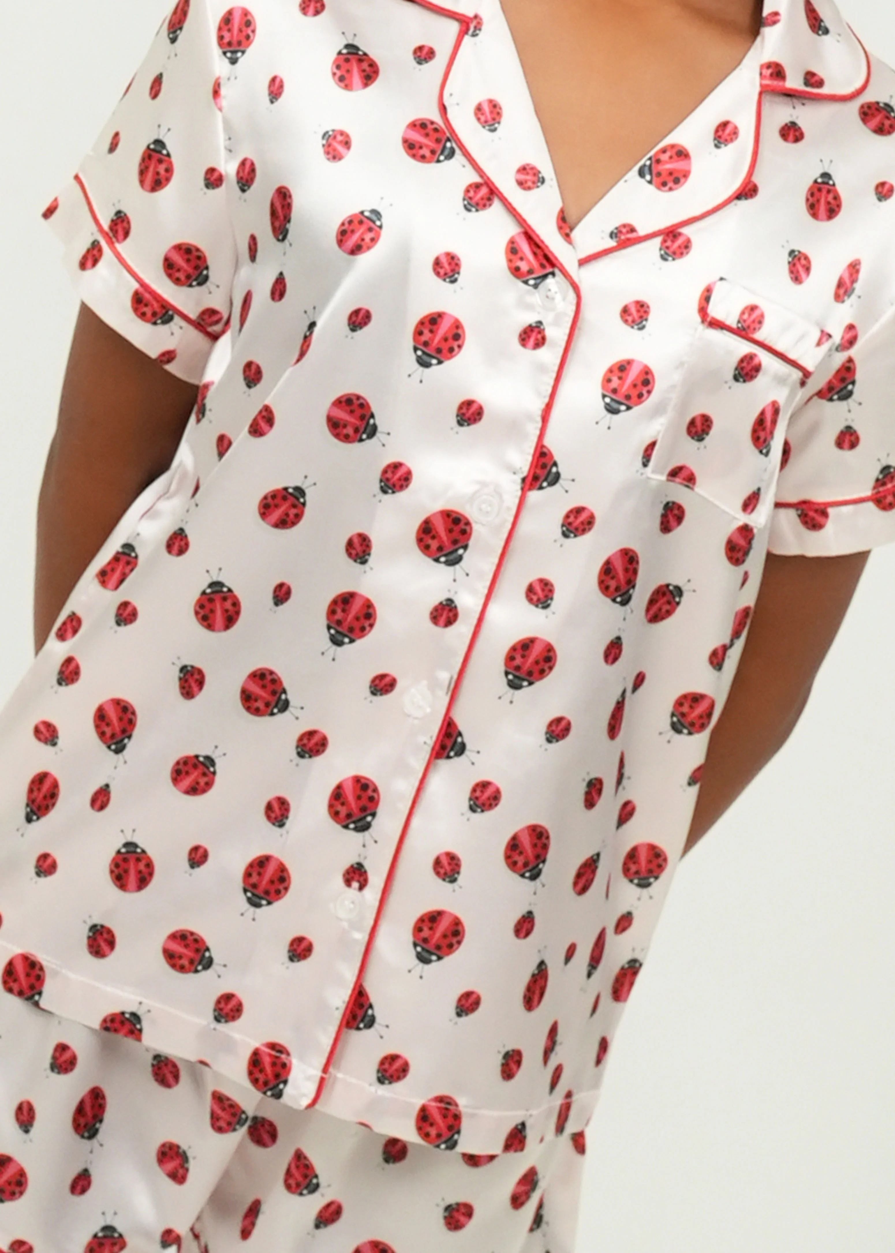 Girls - Lady Bugs Short Satin PJ Set - Image 2
