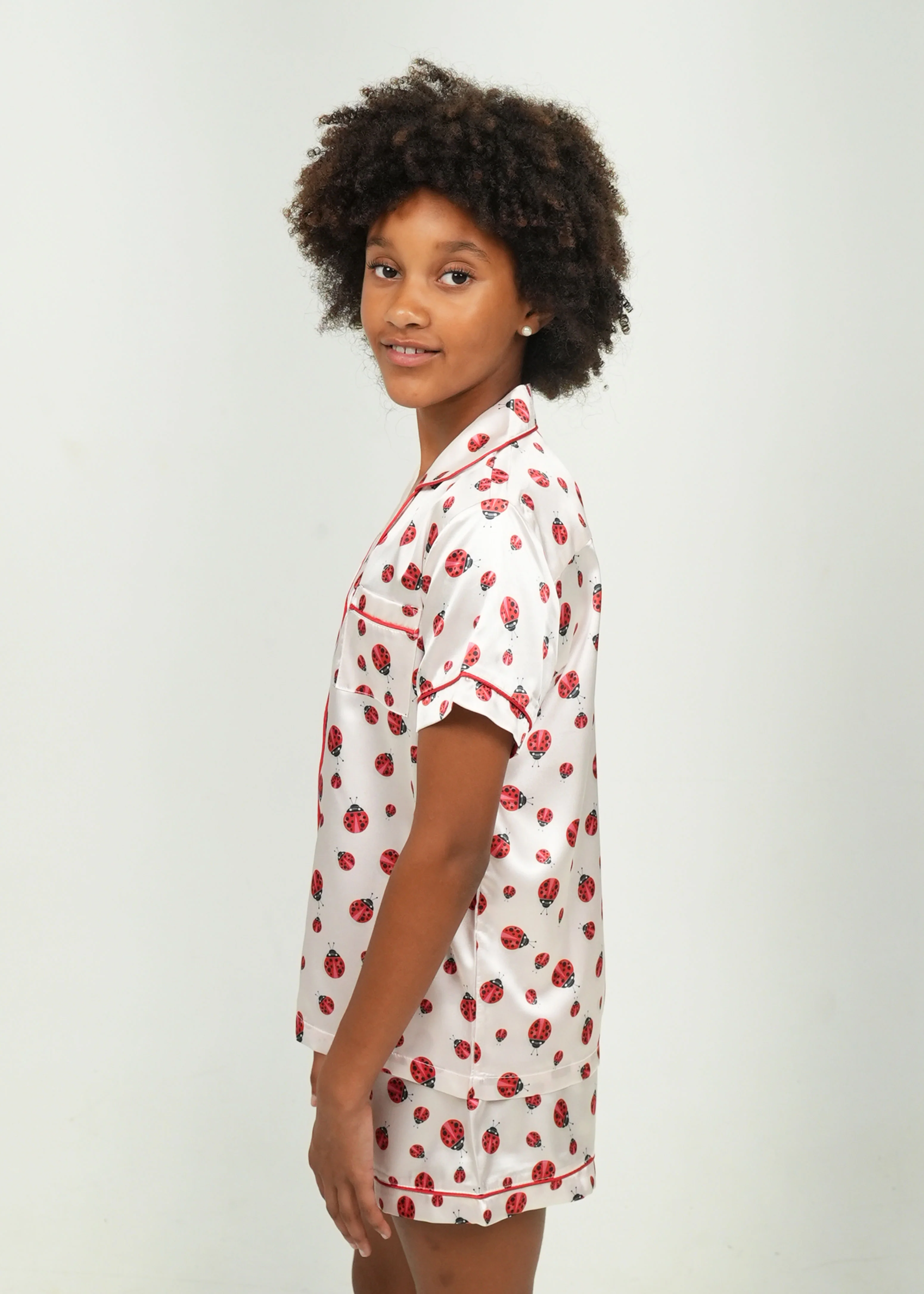 Girls - Lady Bugs Short Satin PJ Set - Image 3