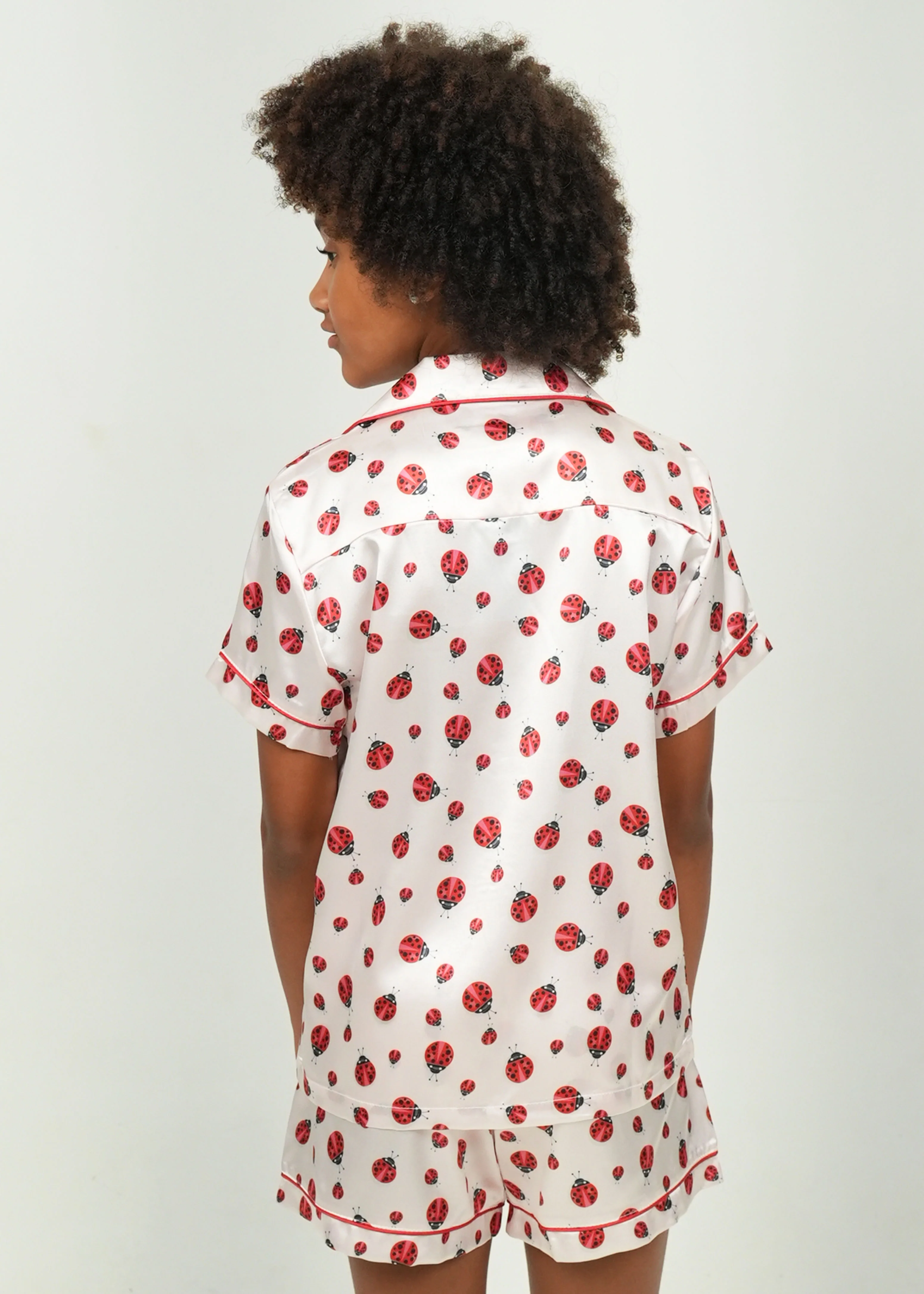 Girls - Lady Bugs Short Satin PJ Set - Image 4