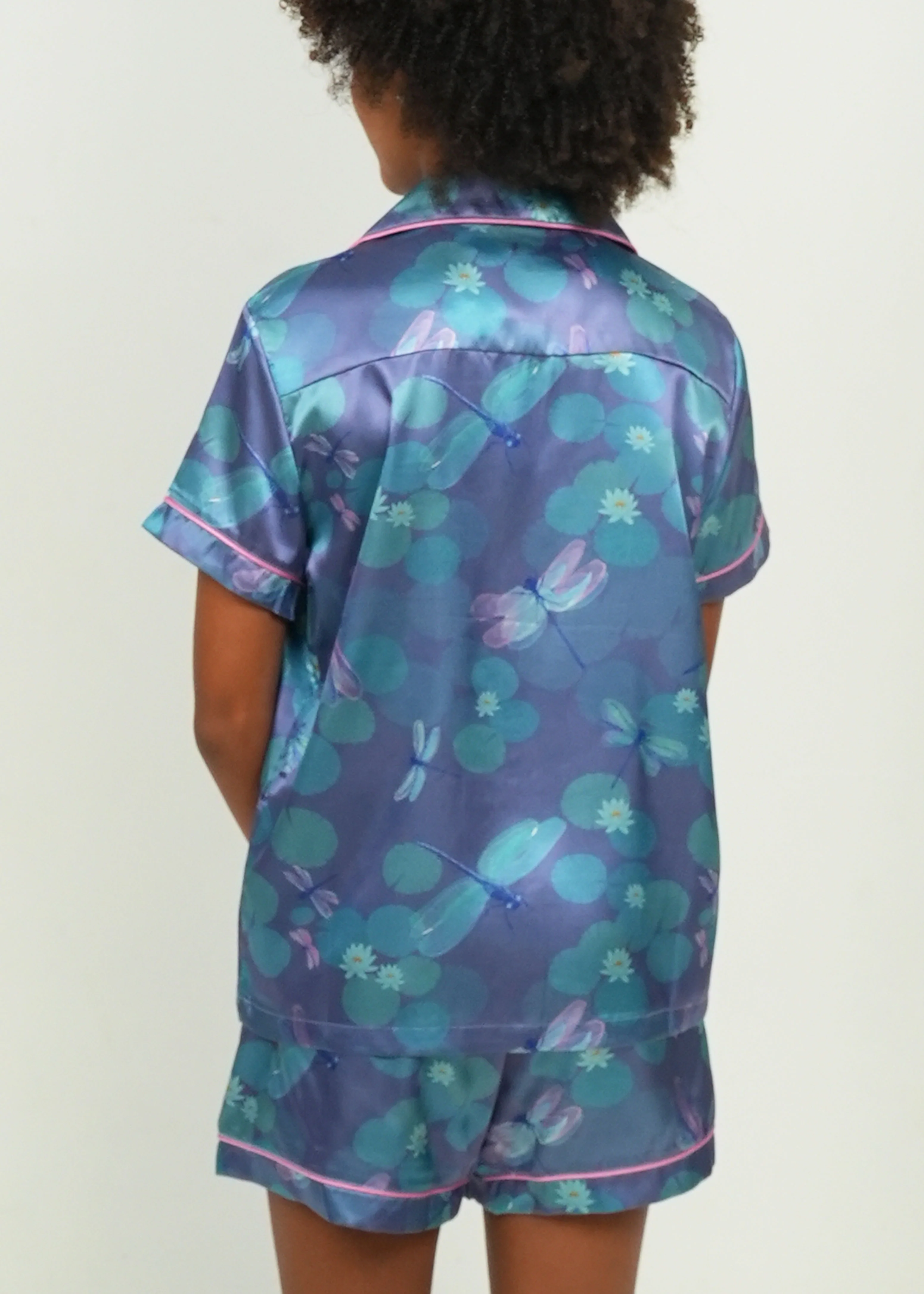 Girls - Lilypad Dragonflies Short Satin PJ Set - Image 4