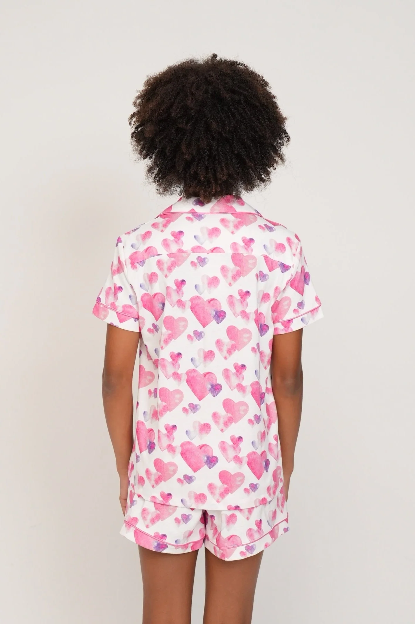Girls - Lots of Kisses - Jersey Knit Cotton Short PJ Set - Image 3