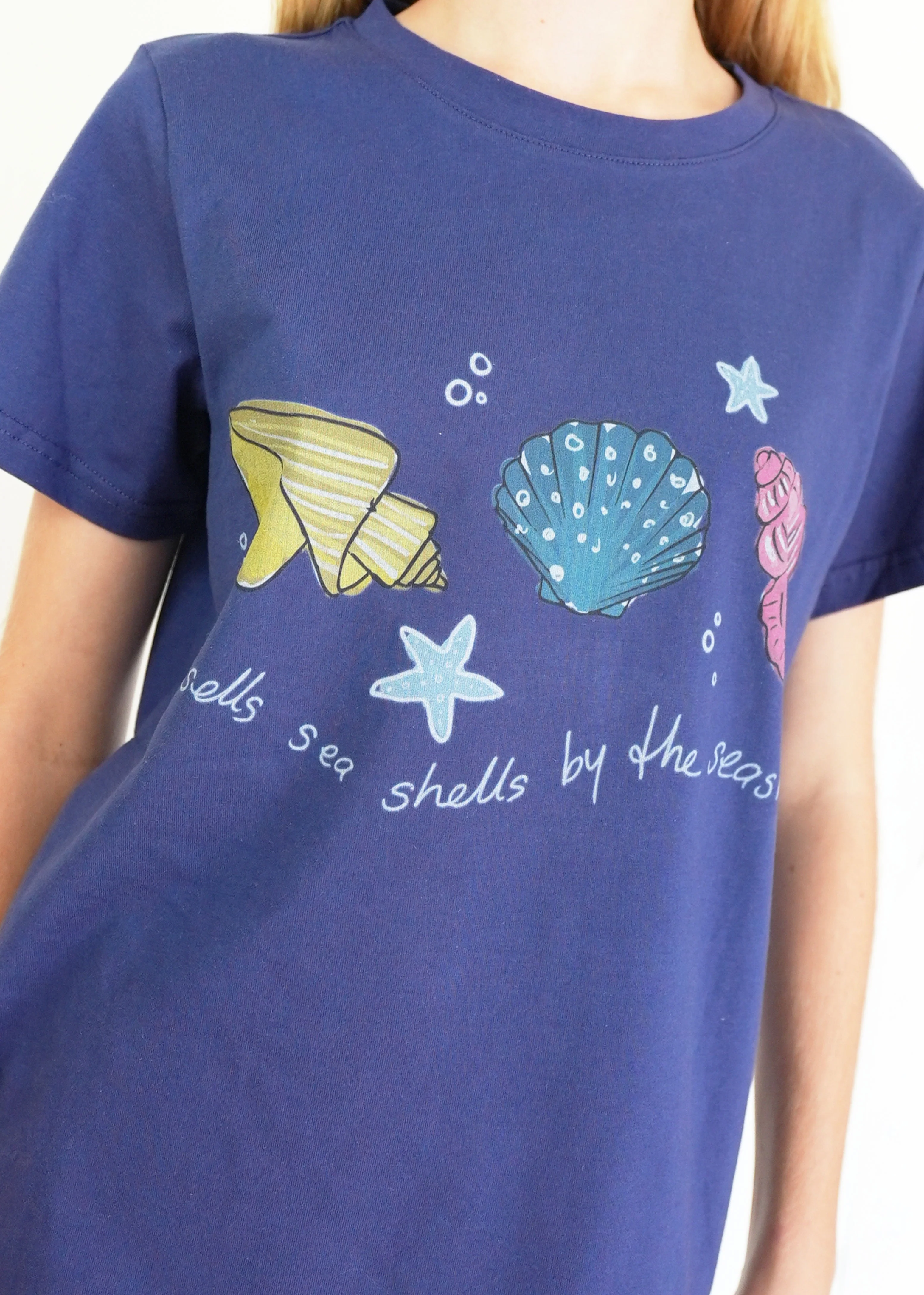 Girls - Navy Seashells T-Shirt