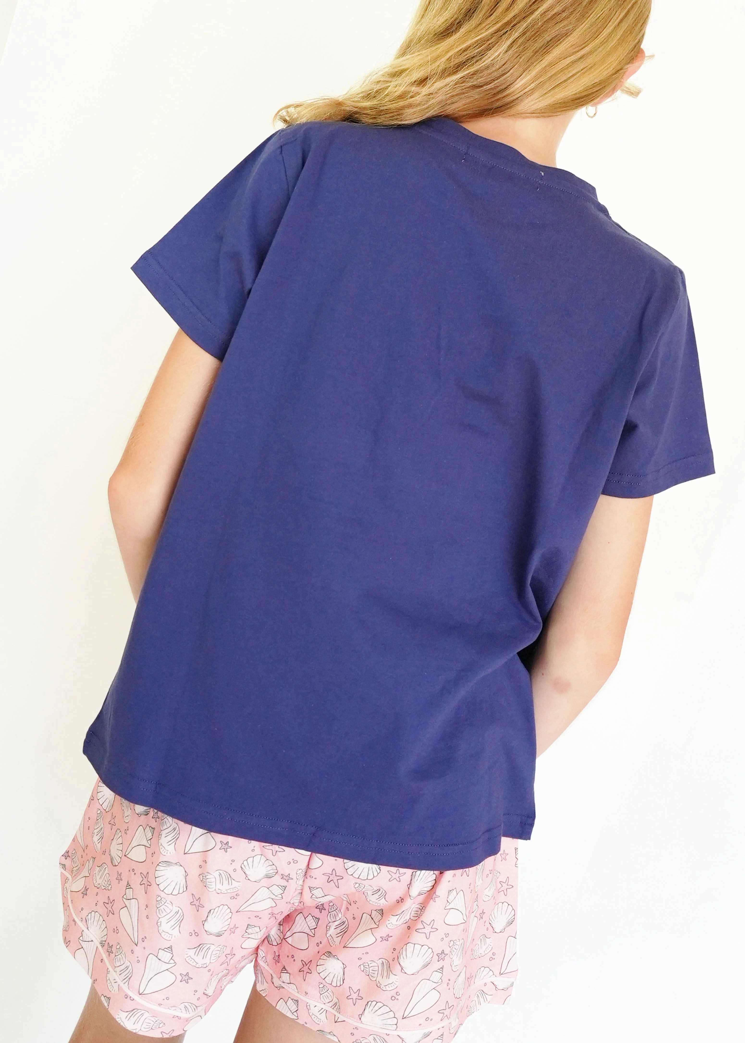Girls - Navy Seashells T-Shirt - Image 4
