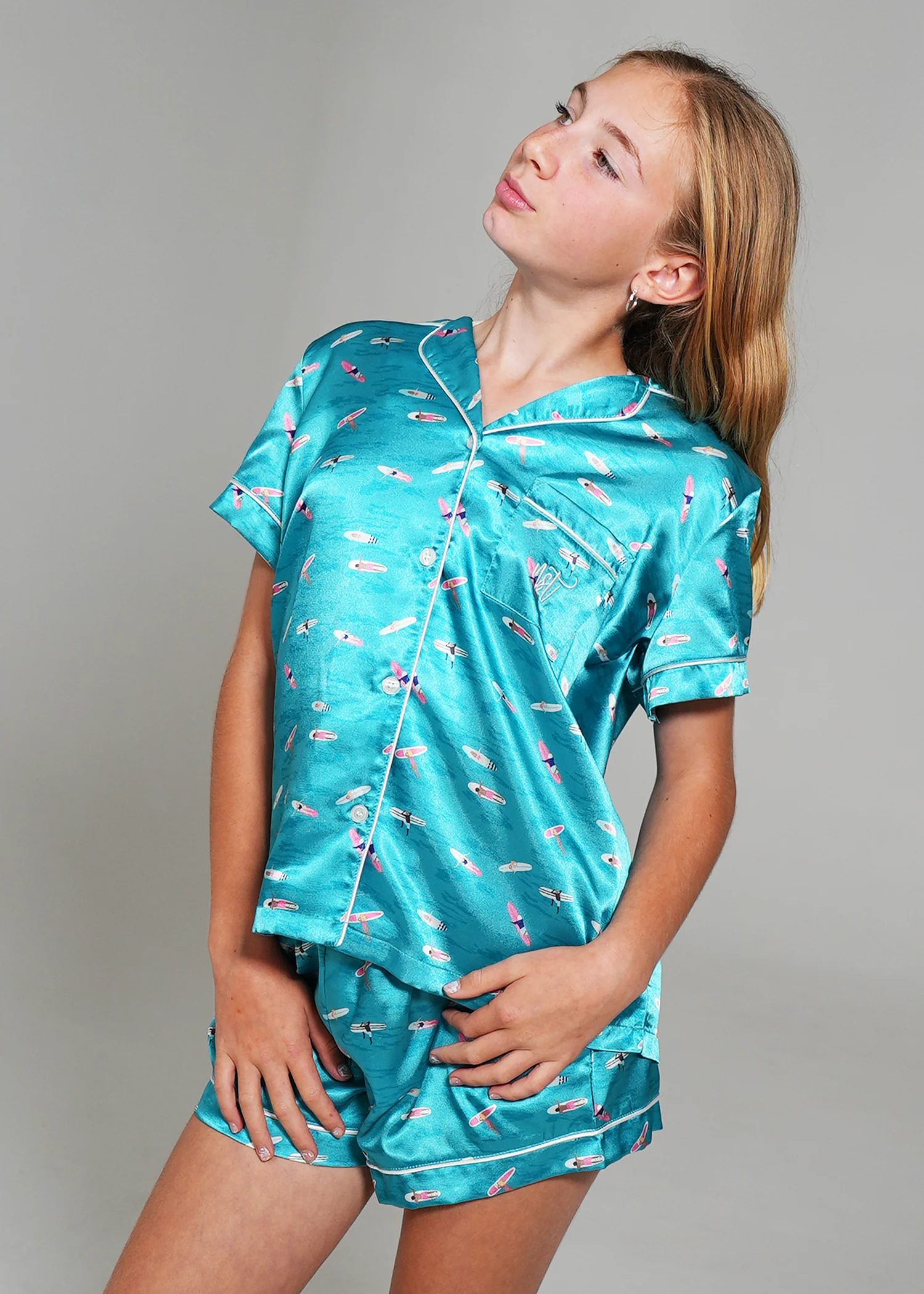 Girls - Ocean Drift Short Satin PJ Set - Image 4