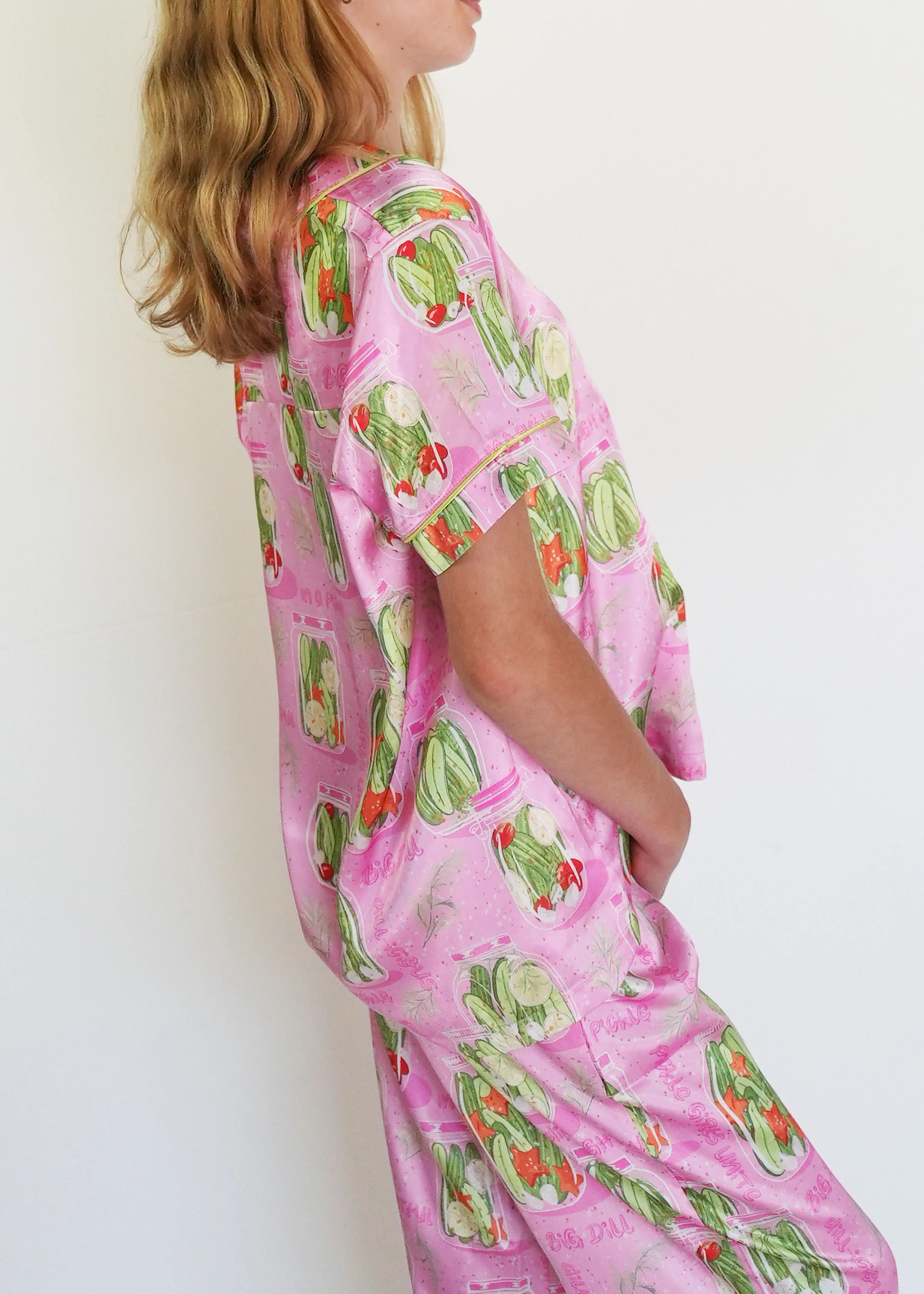Girls - Pickles Short Top / Long Pants Satin PJ Set - Image 3