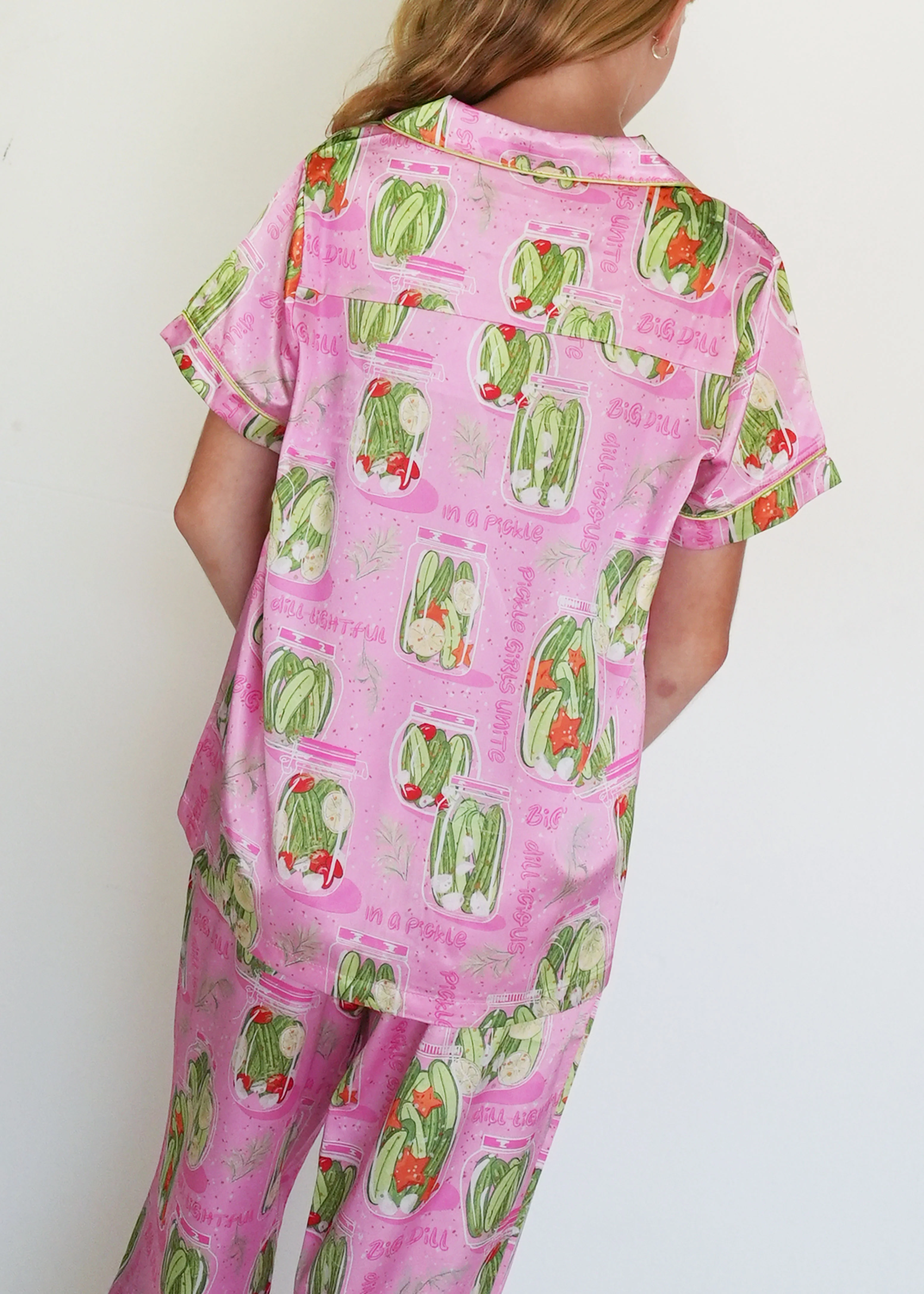 Girls - Pickles Short Top / Long Pants Satin PJ Set - Image 4