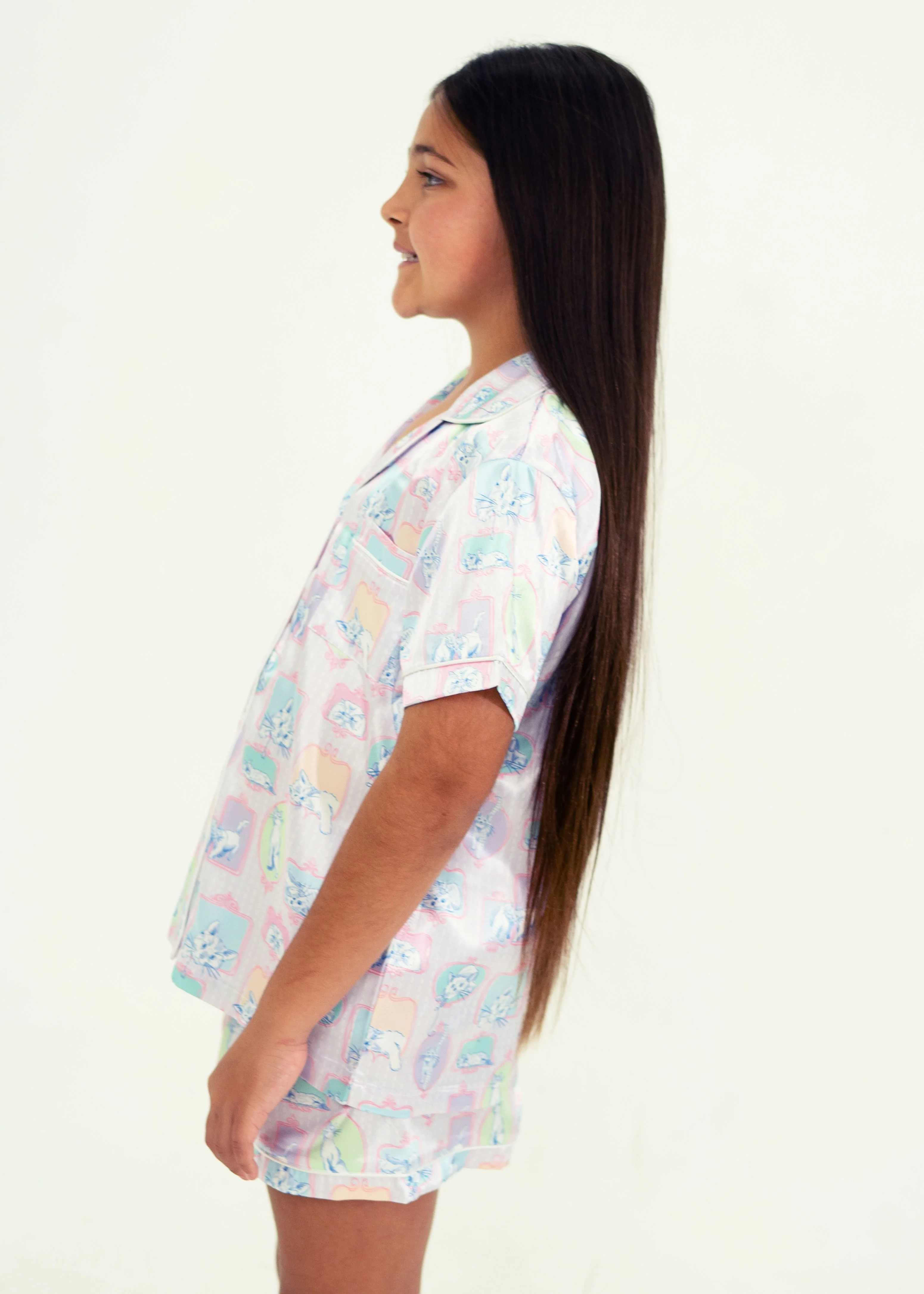 Girls - Purrfect Dreams Short Satin PJ Set - Image 3