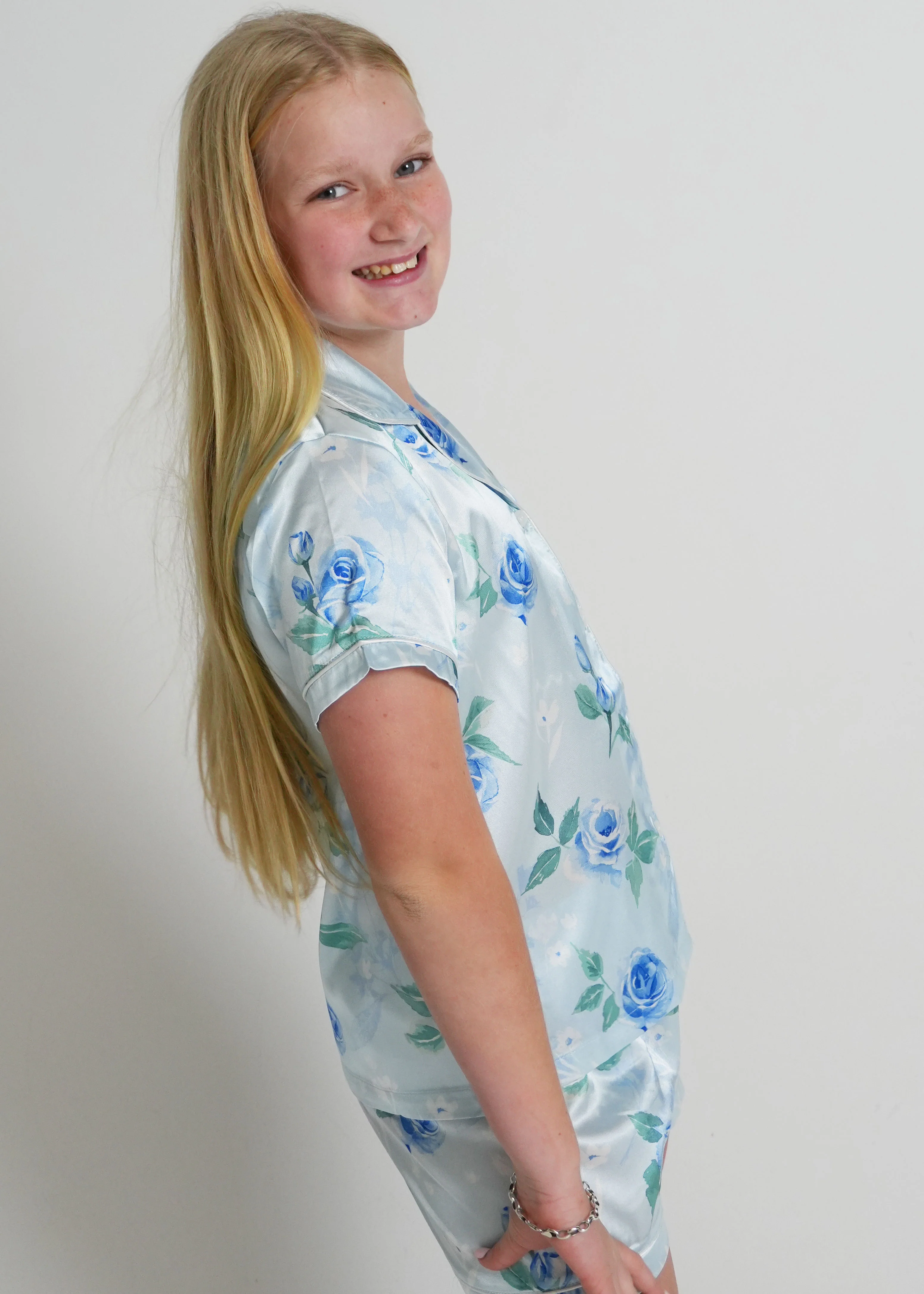 Girls - Royal Rose Satin Short PJ Set - Image 3