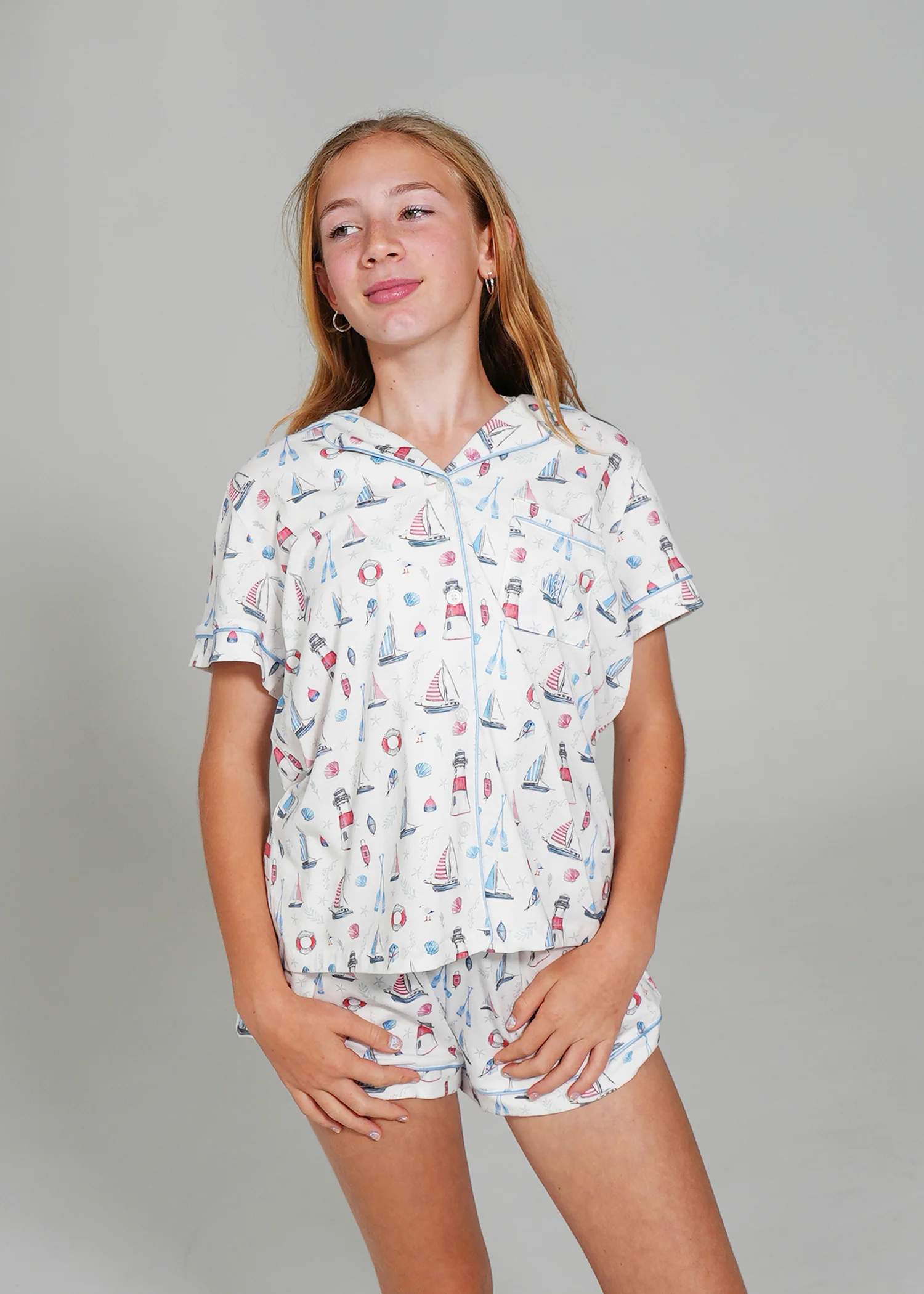 Girls - Sail Away Jersey Knit Cotton Short PJ Set