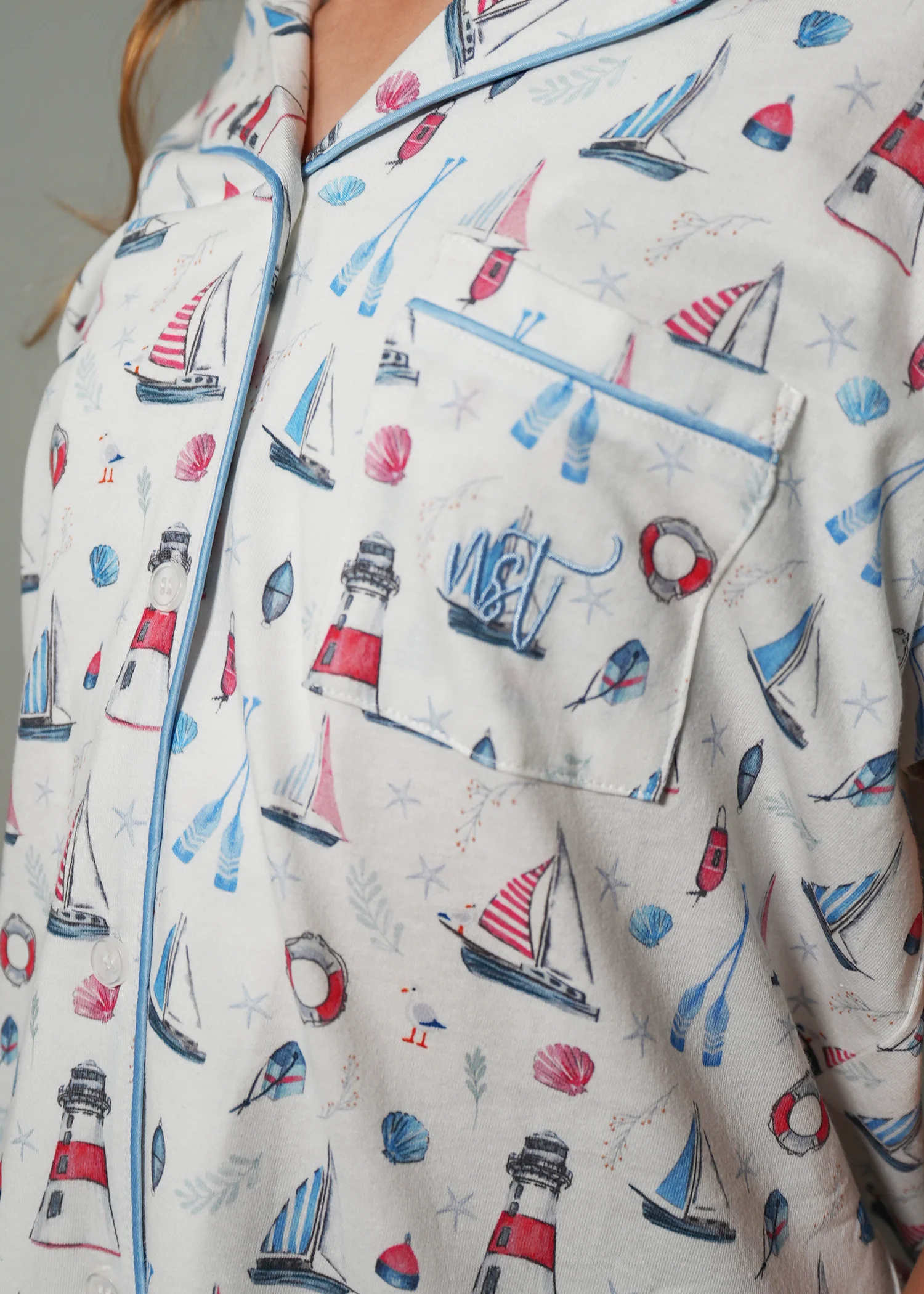 Girls - Sail Away Jersey Knit Cotton Short PJ Set - Image 2