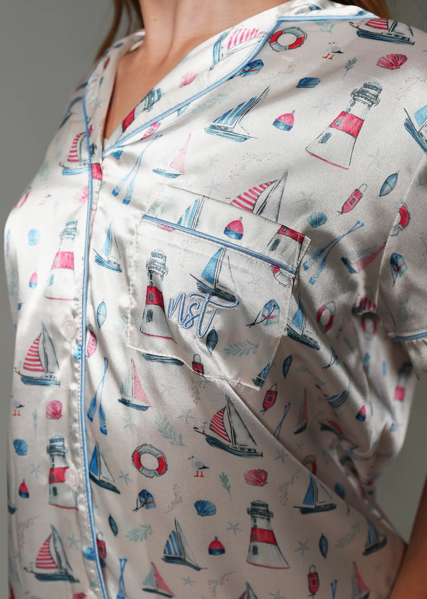 Girls - Sail Away Short Satin PJ Set - Image 2
